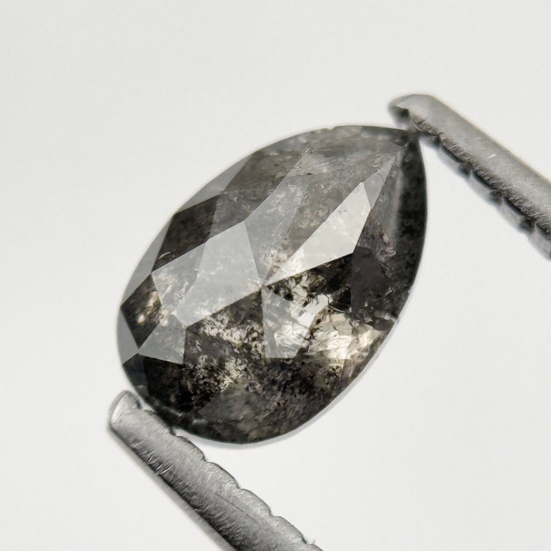 0.88 Ct Pear Rose Cut Grey Natural Galaxy Inclusion Diamond