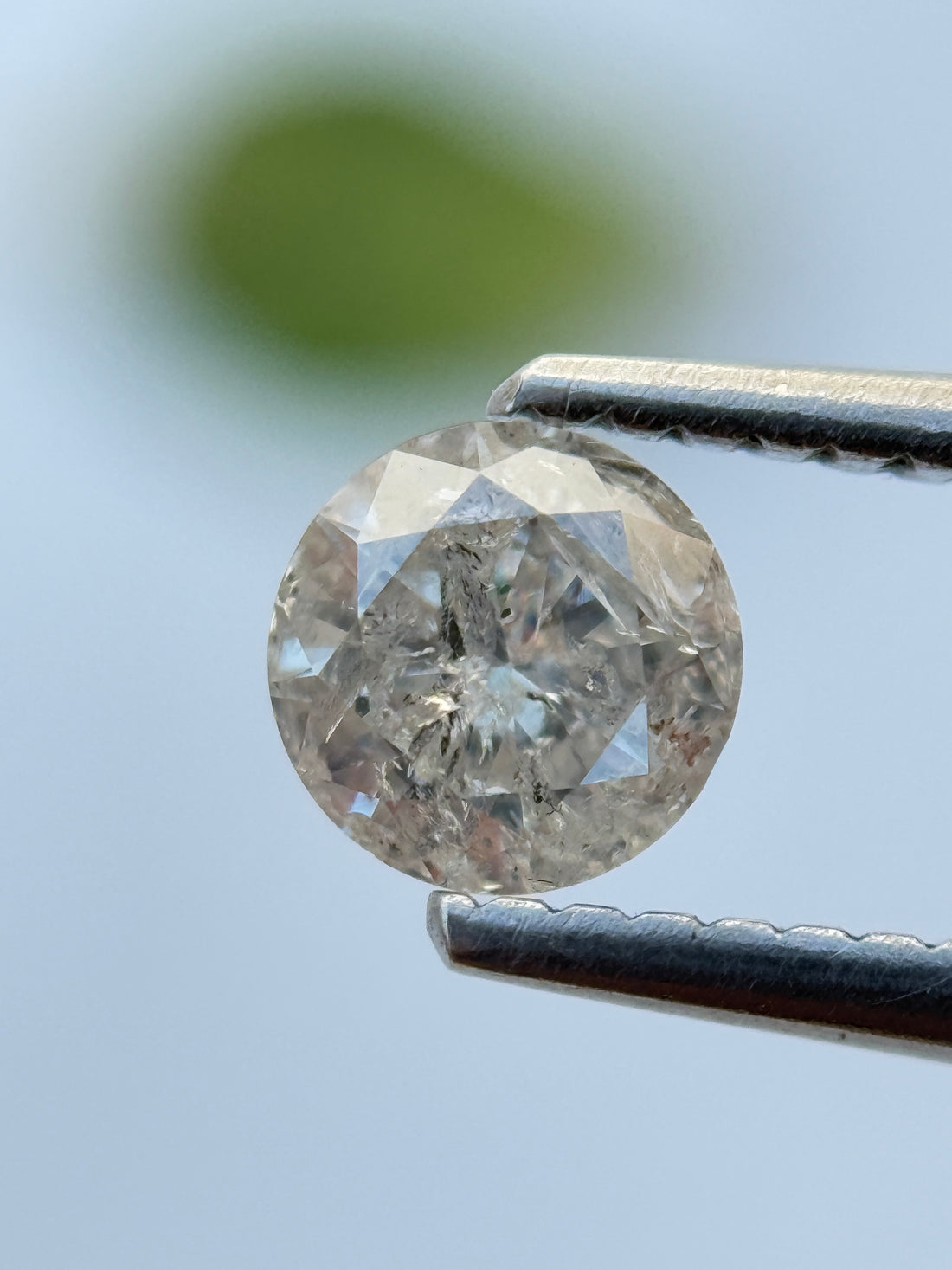 0.51 Ct Round Brilliant Cut Grey Natural Salt and Pepper Diamond