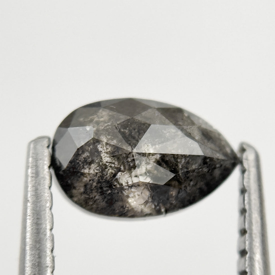 0.88 Ct Pear Rose Cut Grey Natural Galaxy Inclusion Diamond