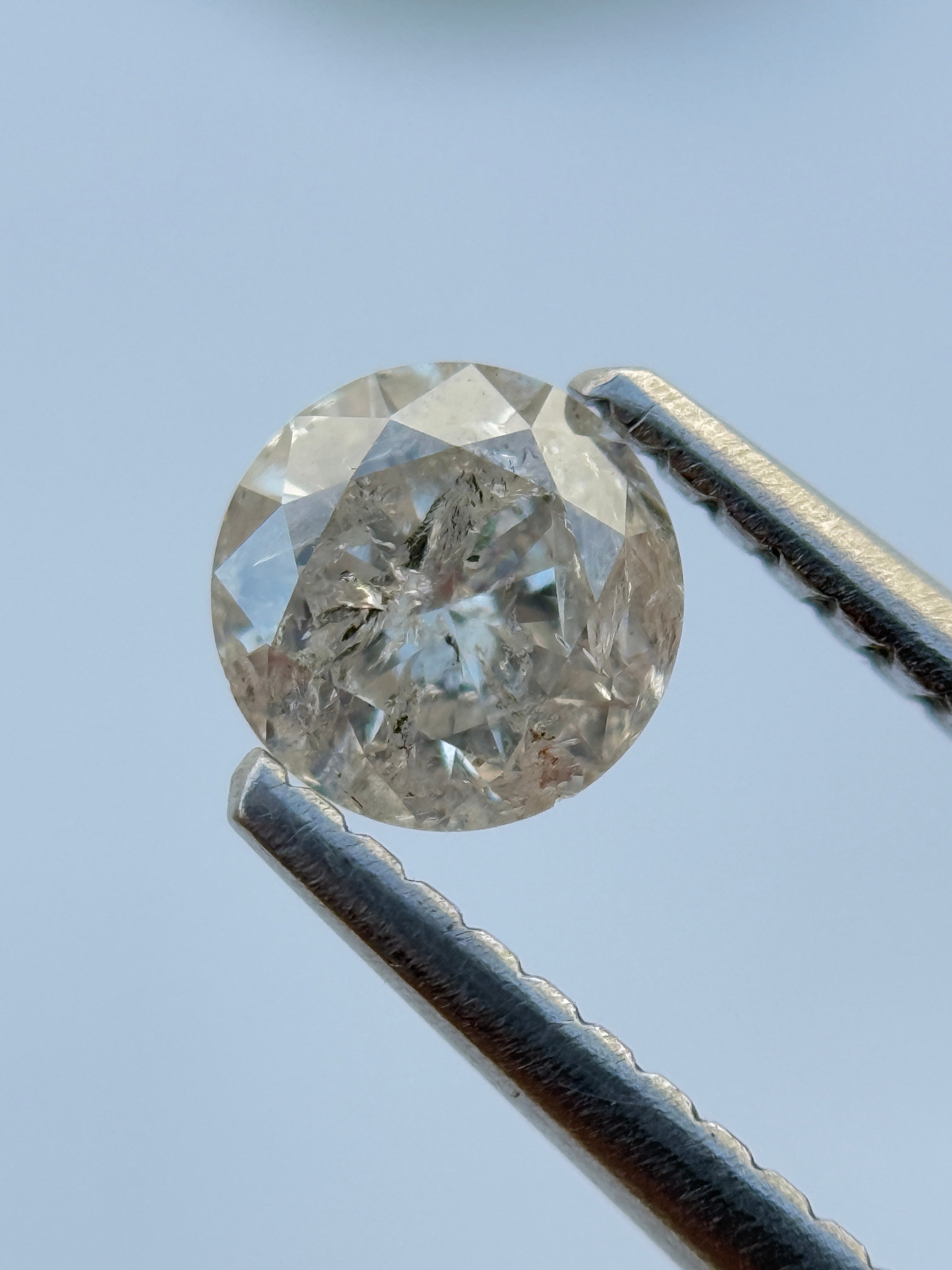 0.51 Ct Round Brilliant Cut Grey Natural Salt and Pepper Diamond