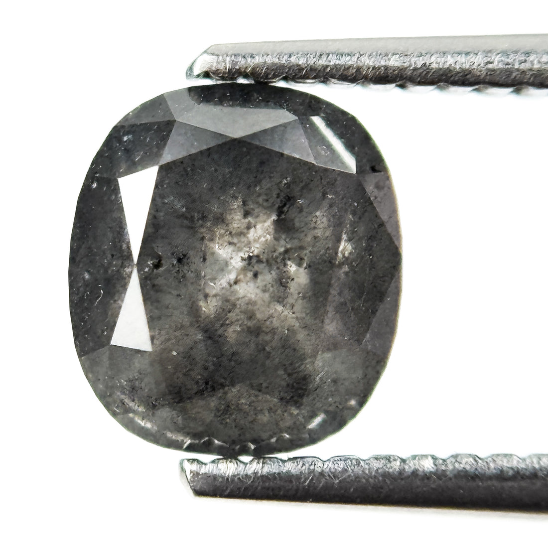 2.39 Ct Cushion Rose Cut Grey Natural Salt and Pepper Diamond