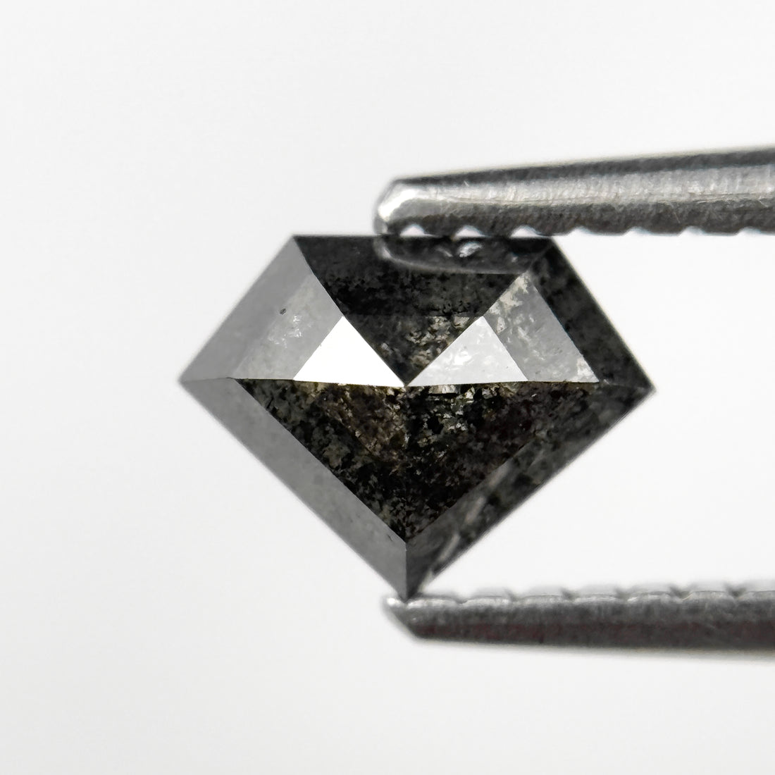 0.92 Ct Pentagon Rose Cut Grey Natural Salt and Pepper Diamond