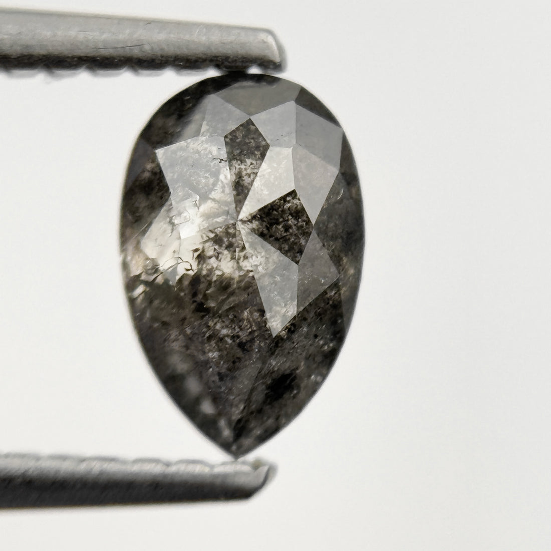 0.88 Ct Pear Rose Cut Grey Natural Galaxy Inclusion Diamond
