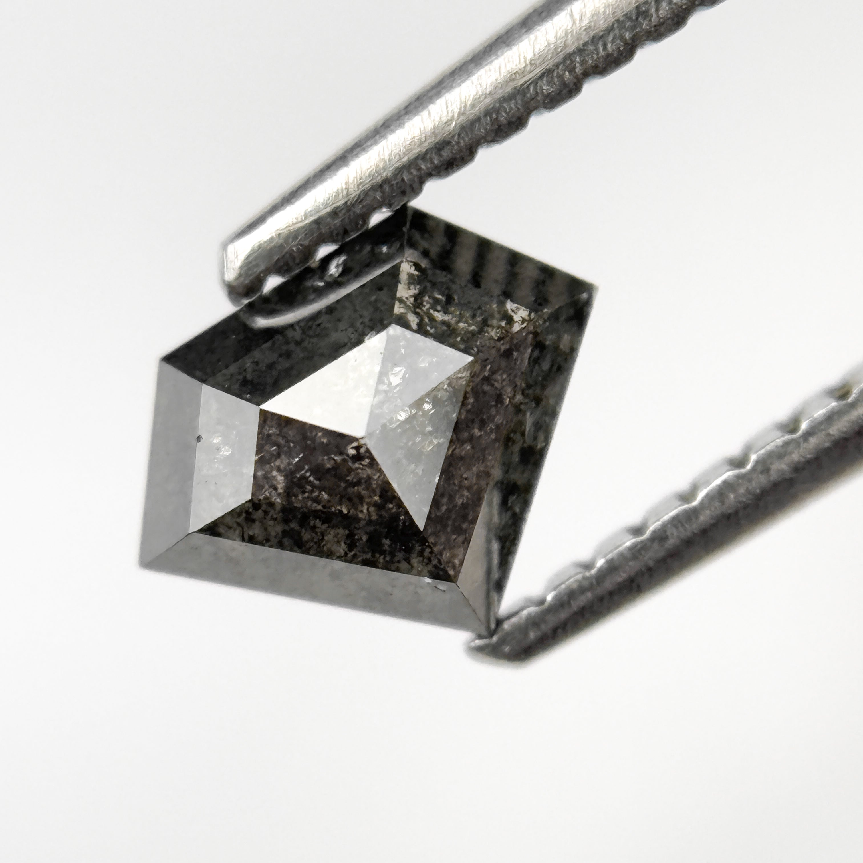 0.92 Ct Pentagon Rose Cut Grey Natural Salt and Pepper Diamond