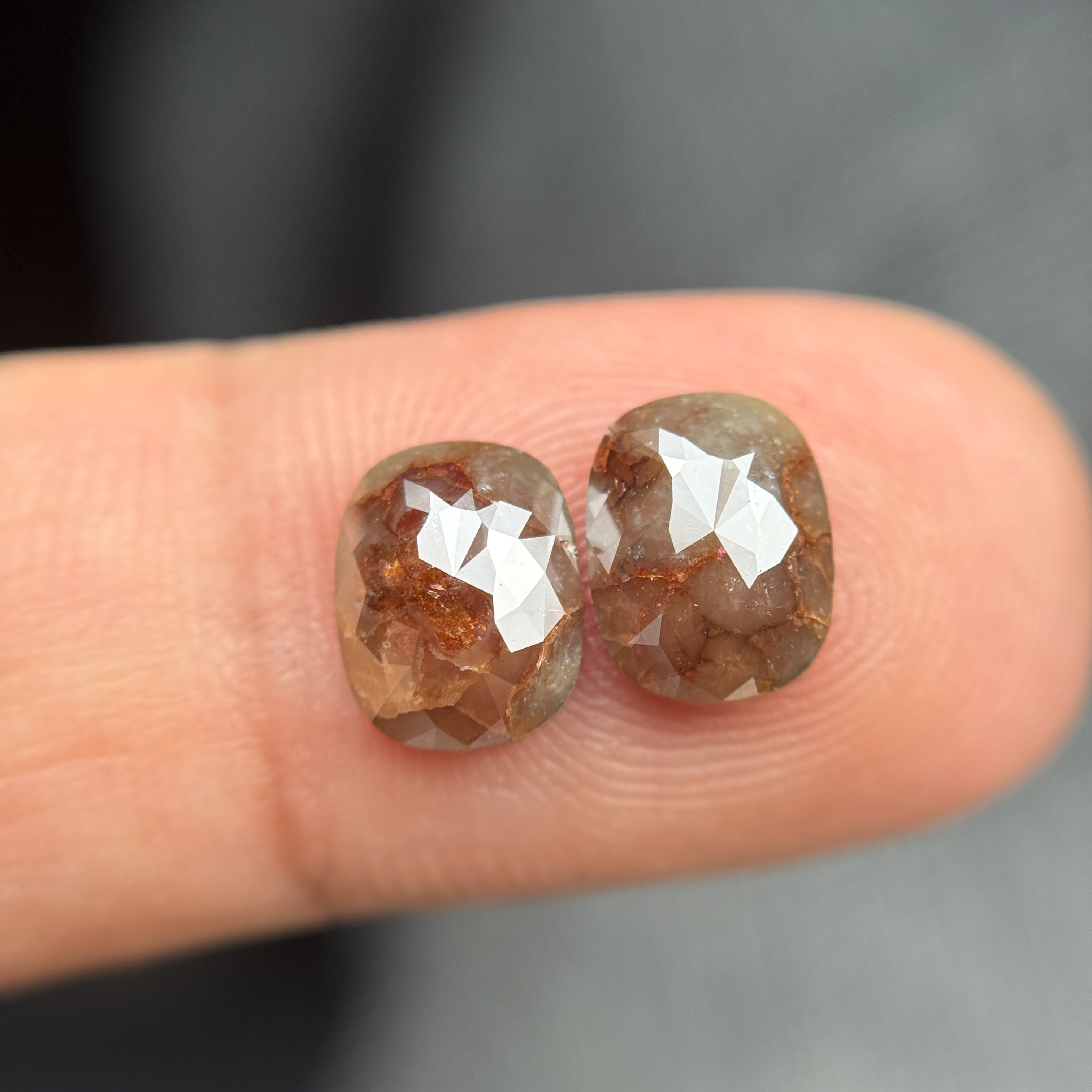 3.14 Ct Oval Rose Cut Red Natural Fancy Diamond Pair