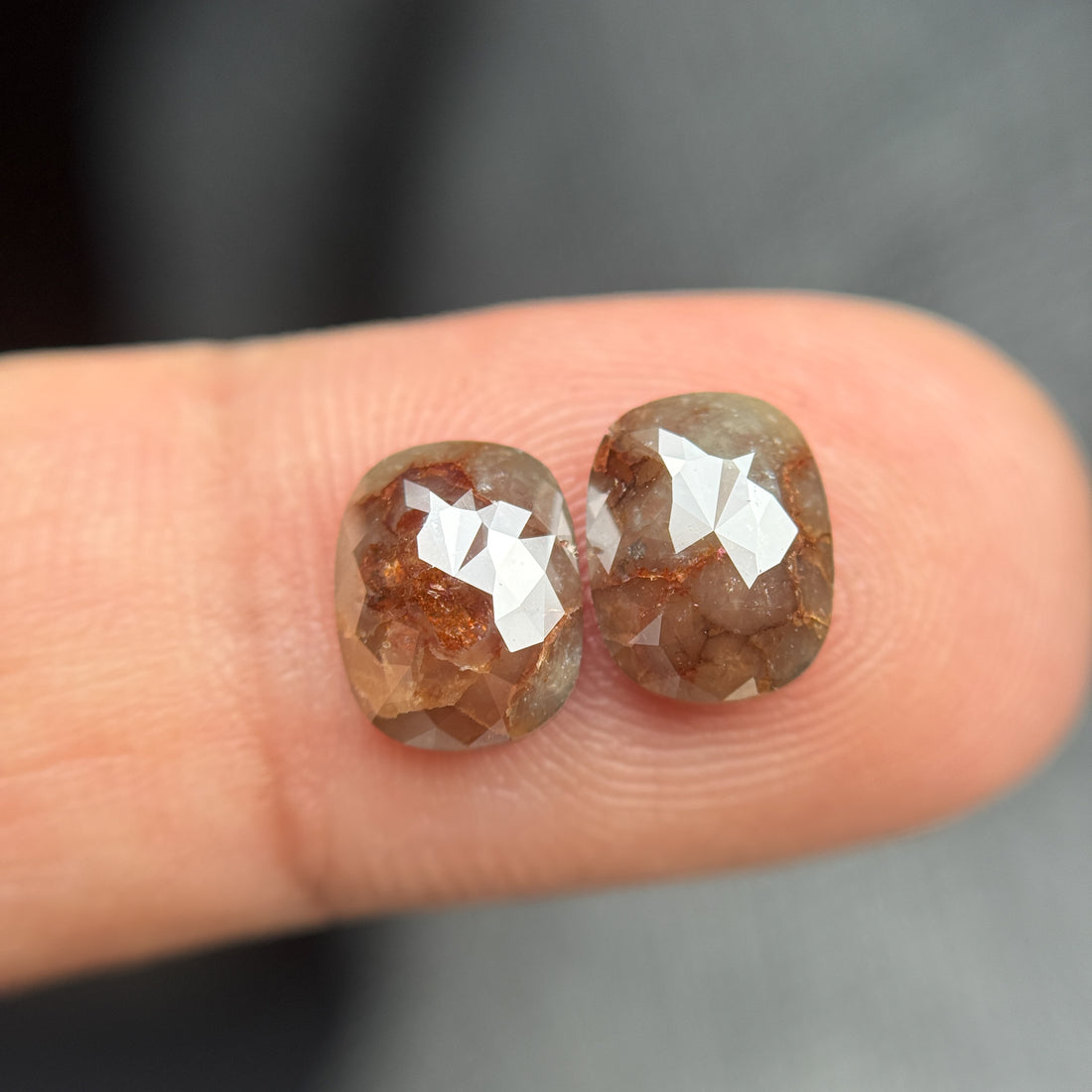 3.14 Ct Oval Rose Cut Red Natural Fancy Diamond Pair
