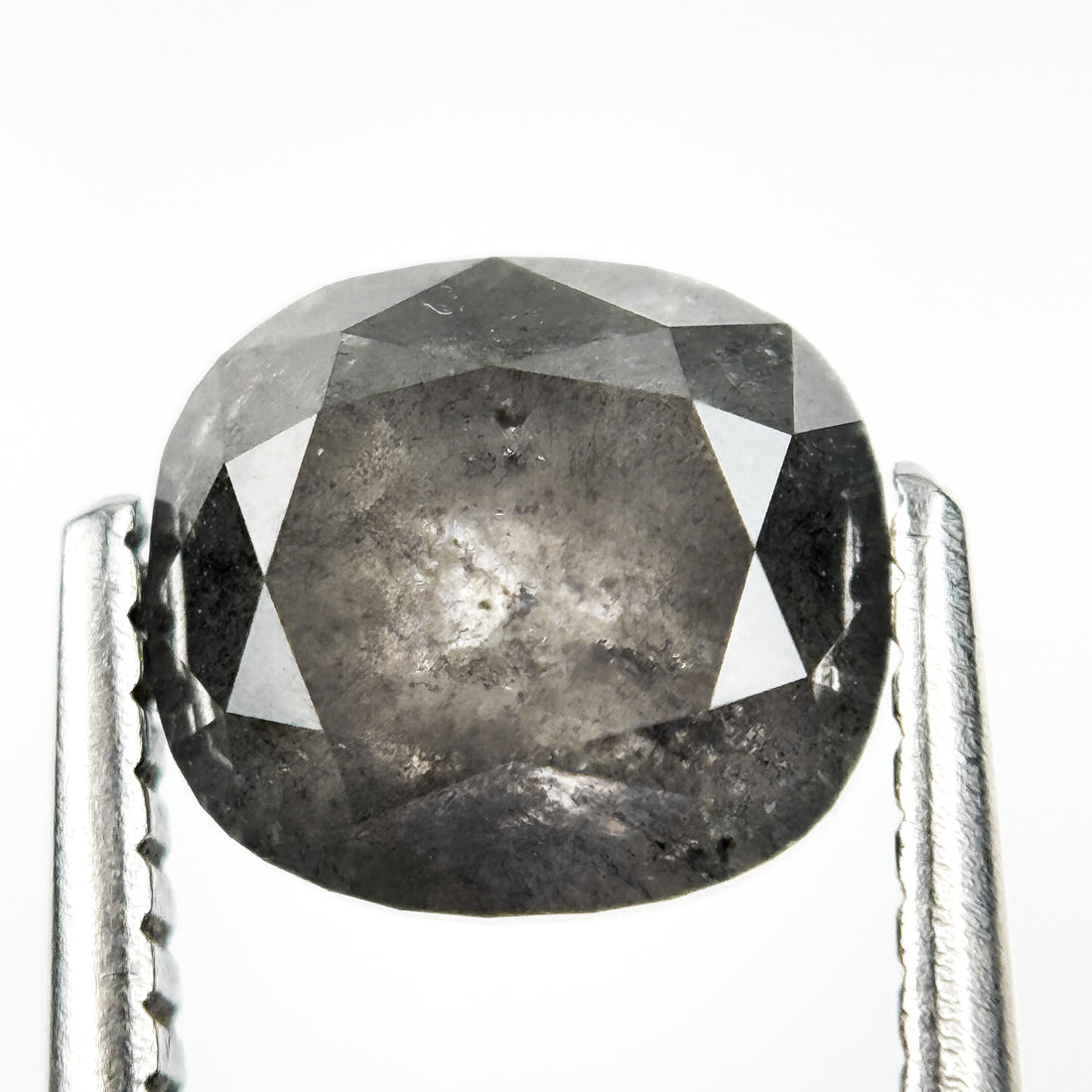 2.39 Ct Cushion Rose Cut Grey Natural Salt and Pepper Diamond