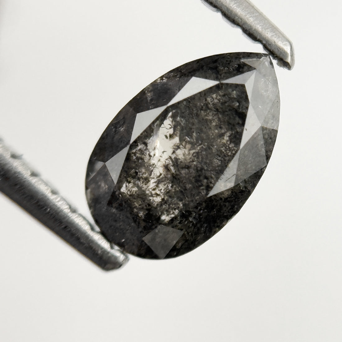 0.88 Ct Pear Rose Cut Grey Natural Galaxy Inclusion Diamond