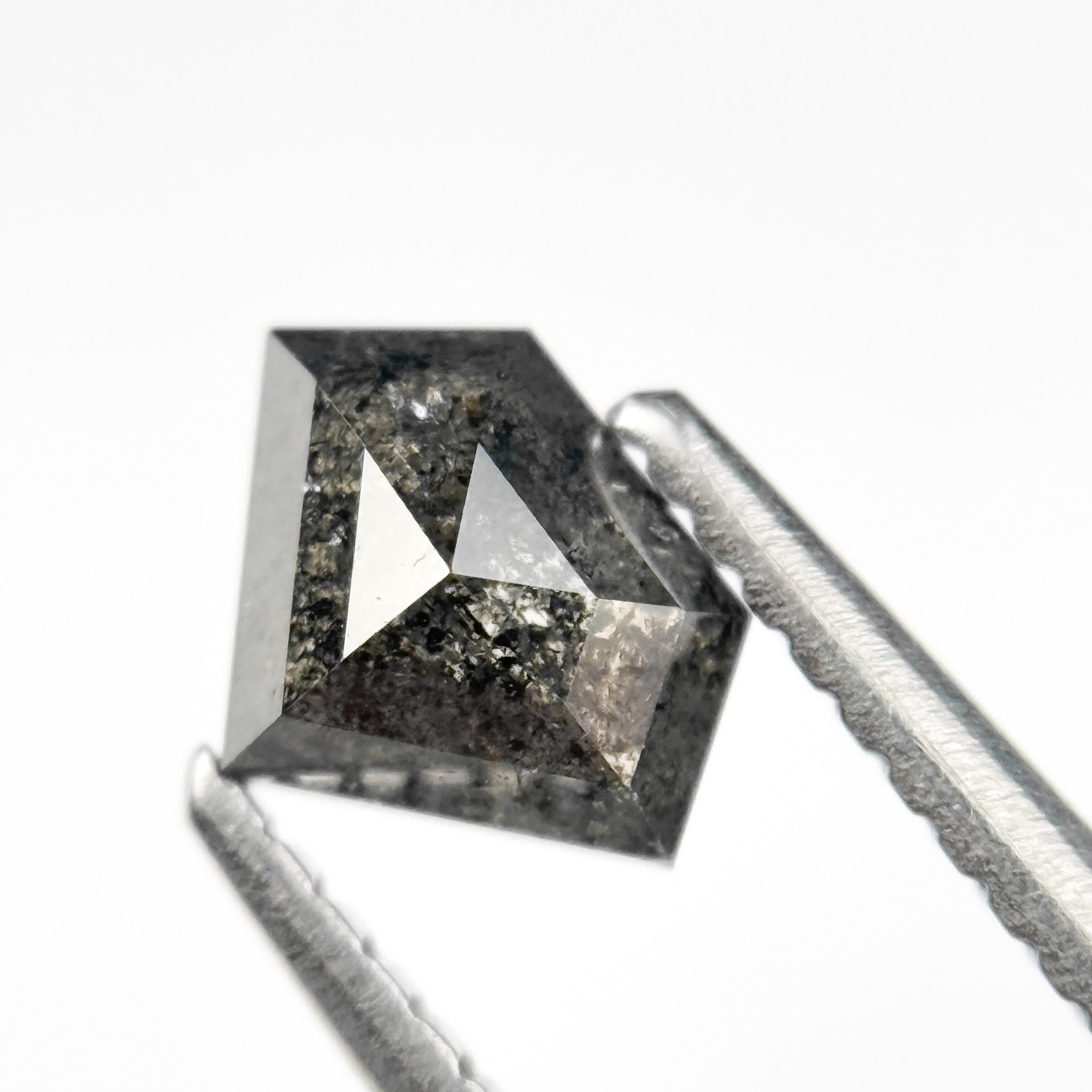 0.92 Ct Pentagon Rose Cut Grey Natural Salt and Pepper Diamond