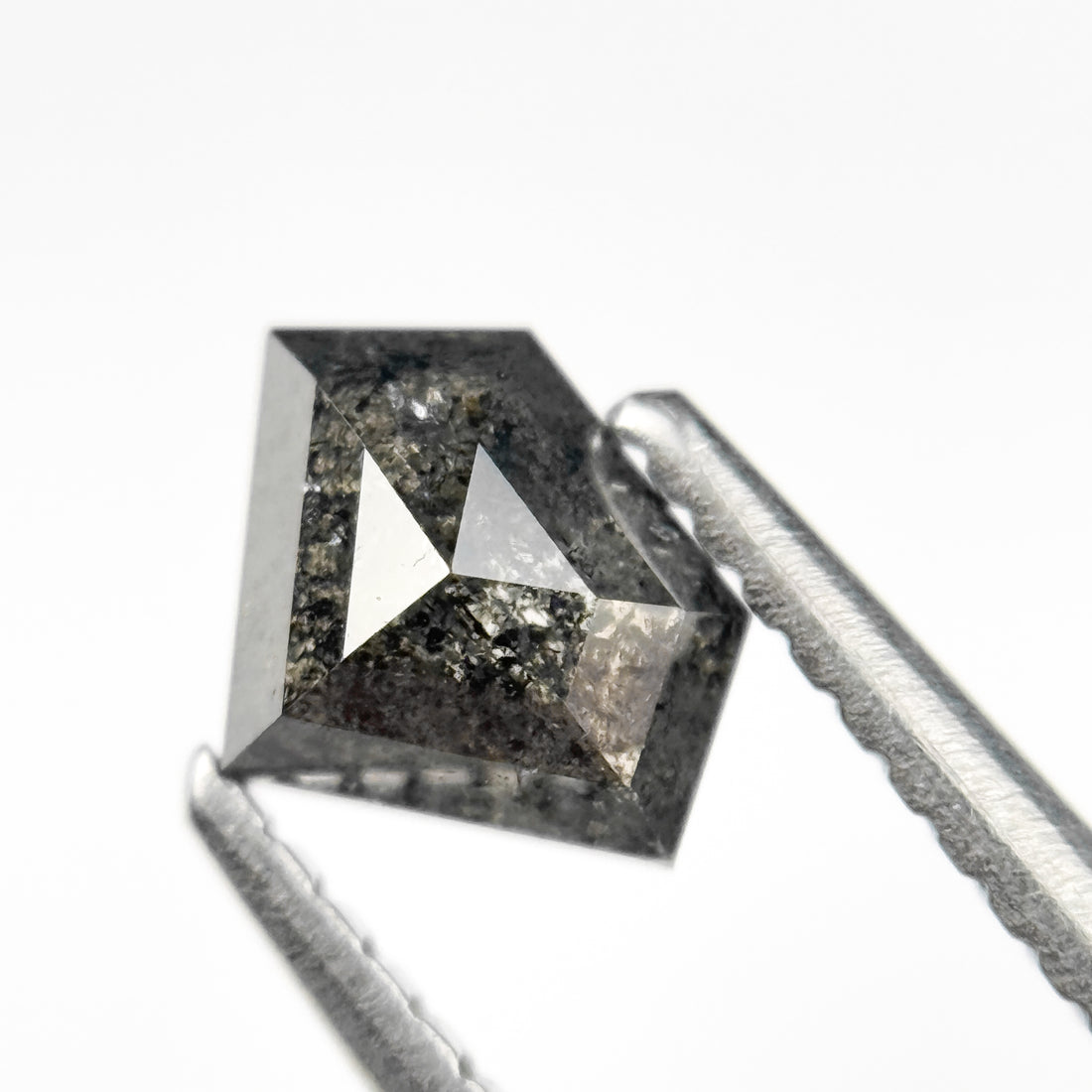 0.92 Ct Pentagon Rose Cut Grey Natural Salt and Pepper Diamond