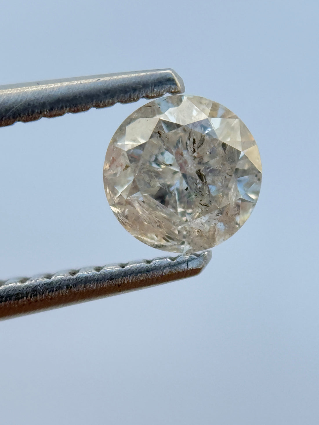 0.51 Ct Round Brilliant Cut Grey Natural Salt and Pepper Diamond
