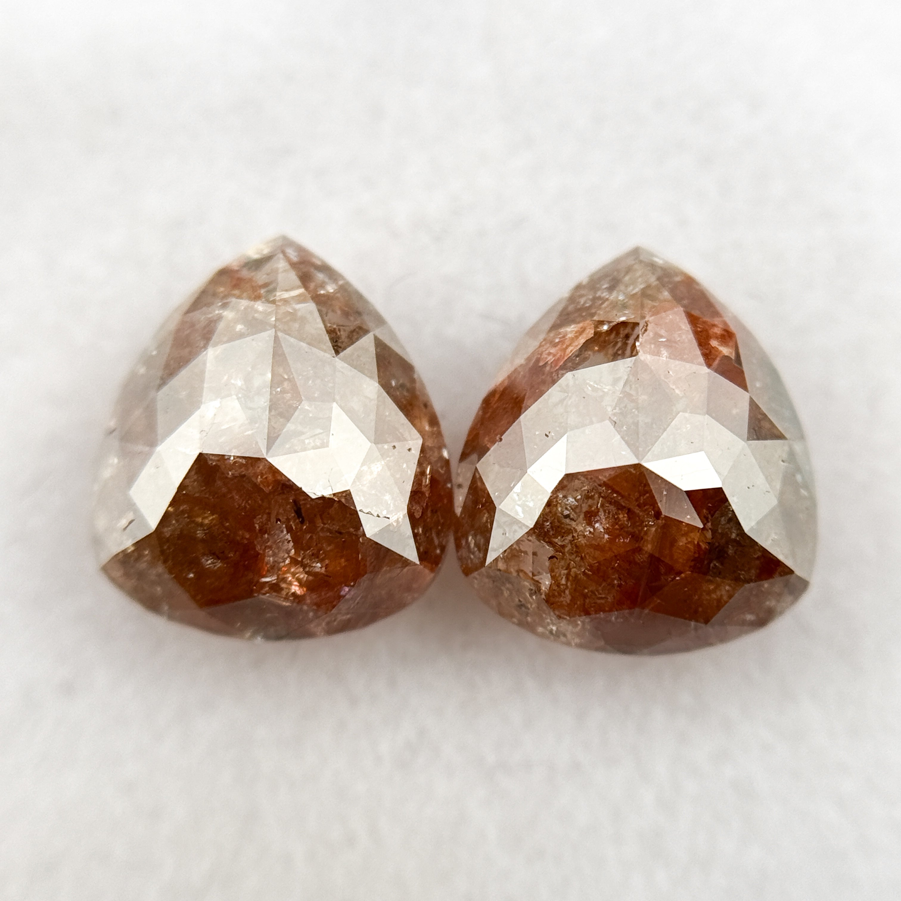 2.66 Ct Pear Rose Cut Red Natural Galaxy Diamond Pair