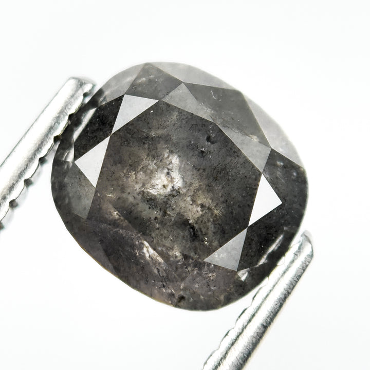 2.39 Ct Cushion Rose Cut Grey Natural Salt and Pepper Diamond