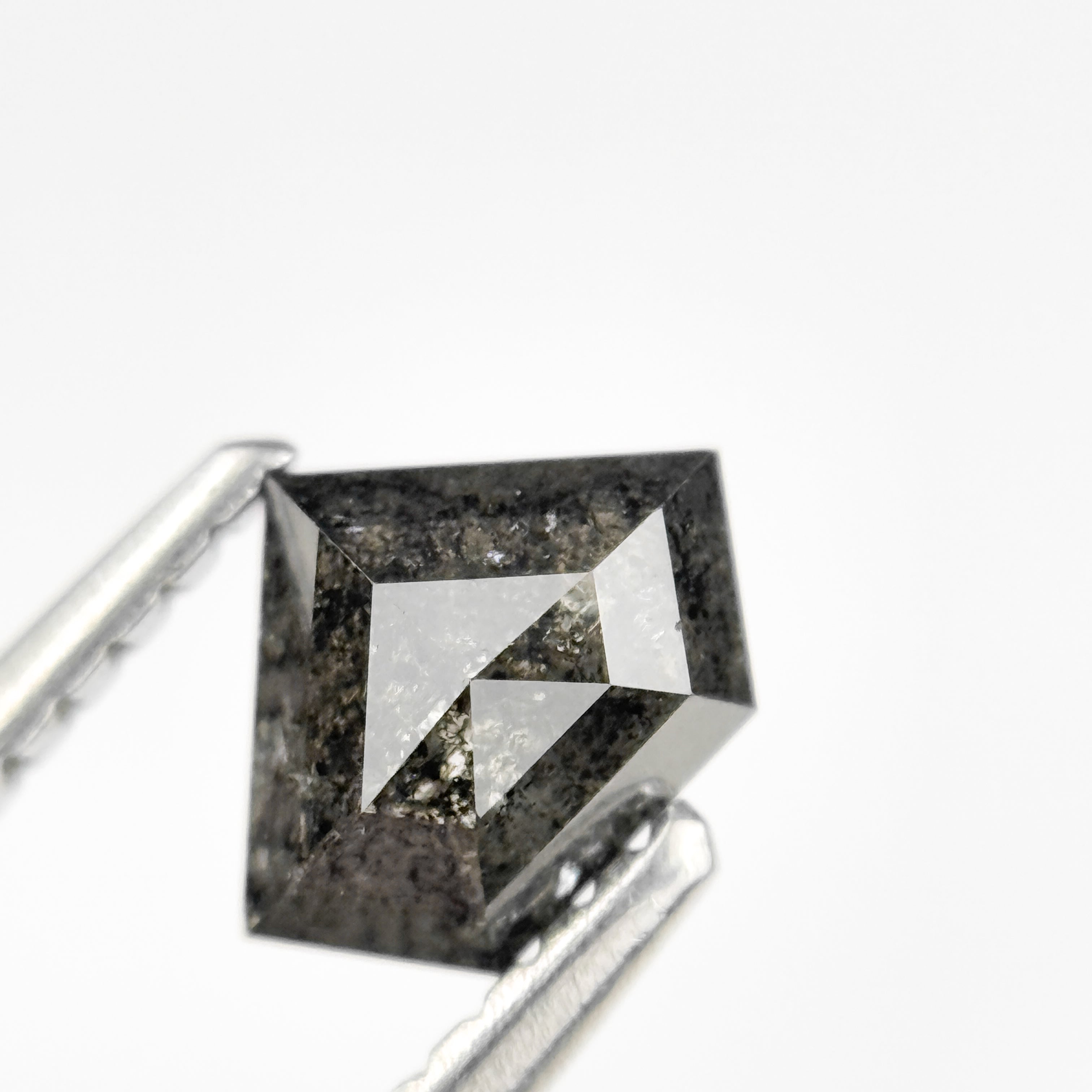 0.92 Ct Pentagon Rose Cut Grey Natural Salt and Pepper Diamond
