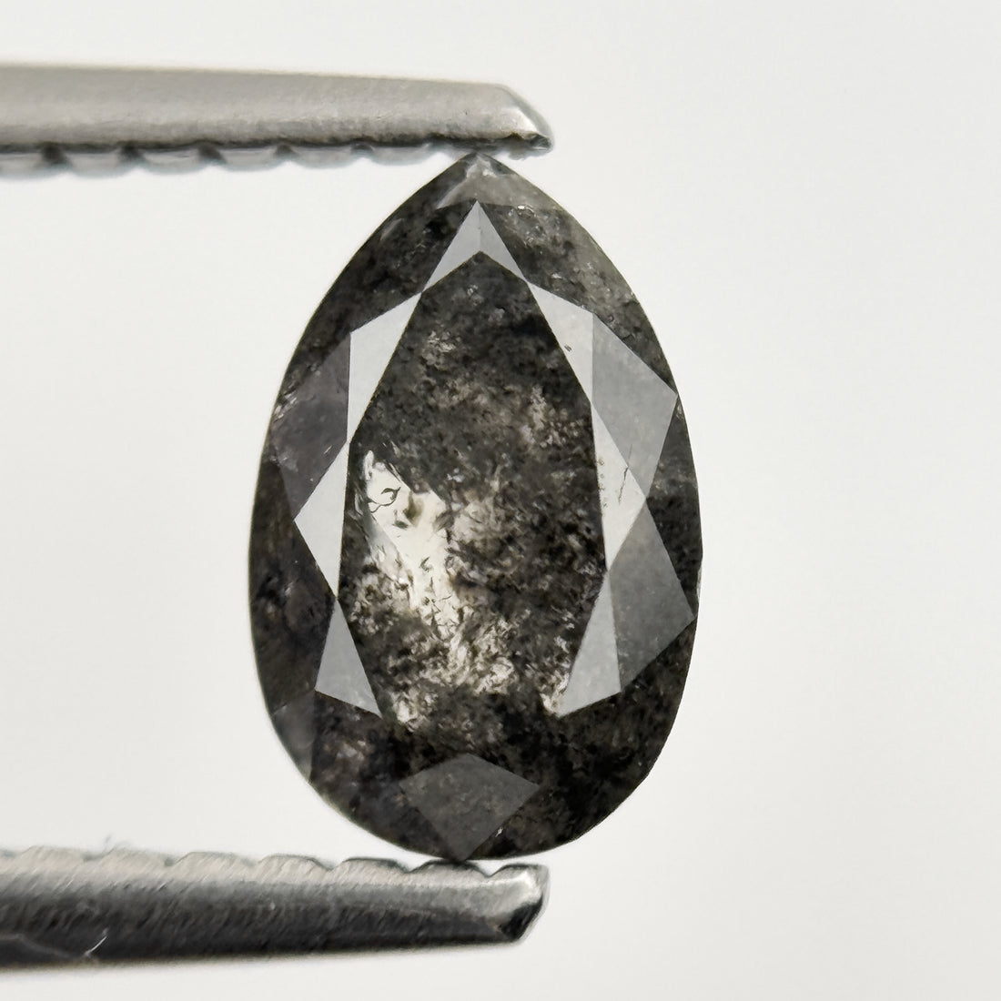 0.88 Ct Pear Rose Cut Grey Natural Galaxy Inclusion Diamond