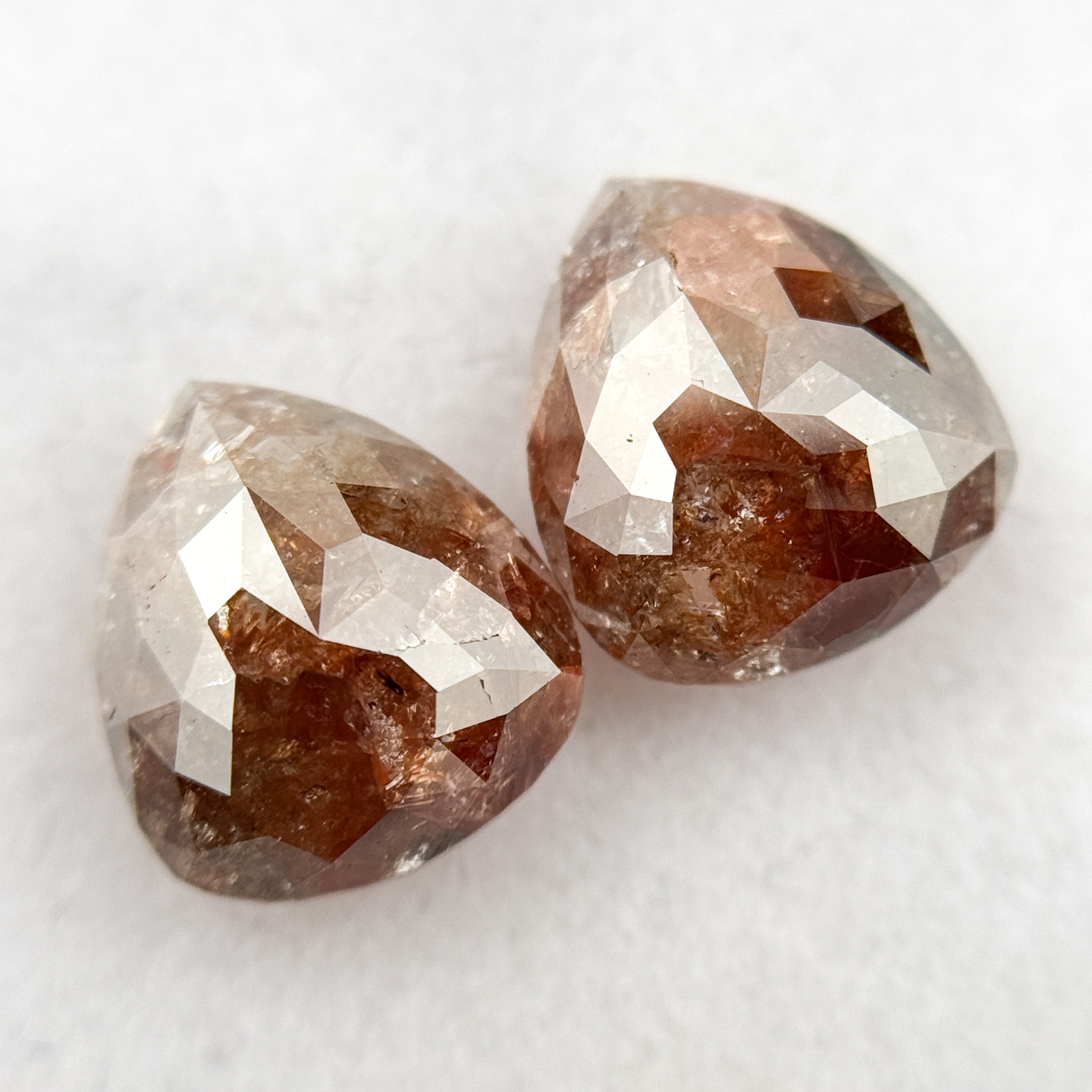 2.66 Ct Pear Rose Cut Red Natural Galaxy Diamond Pair