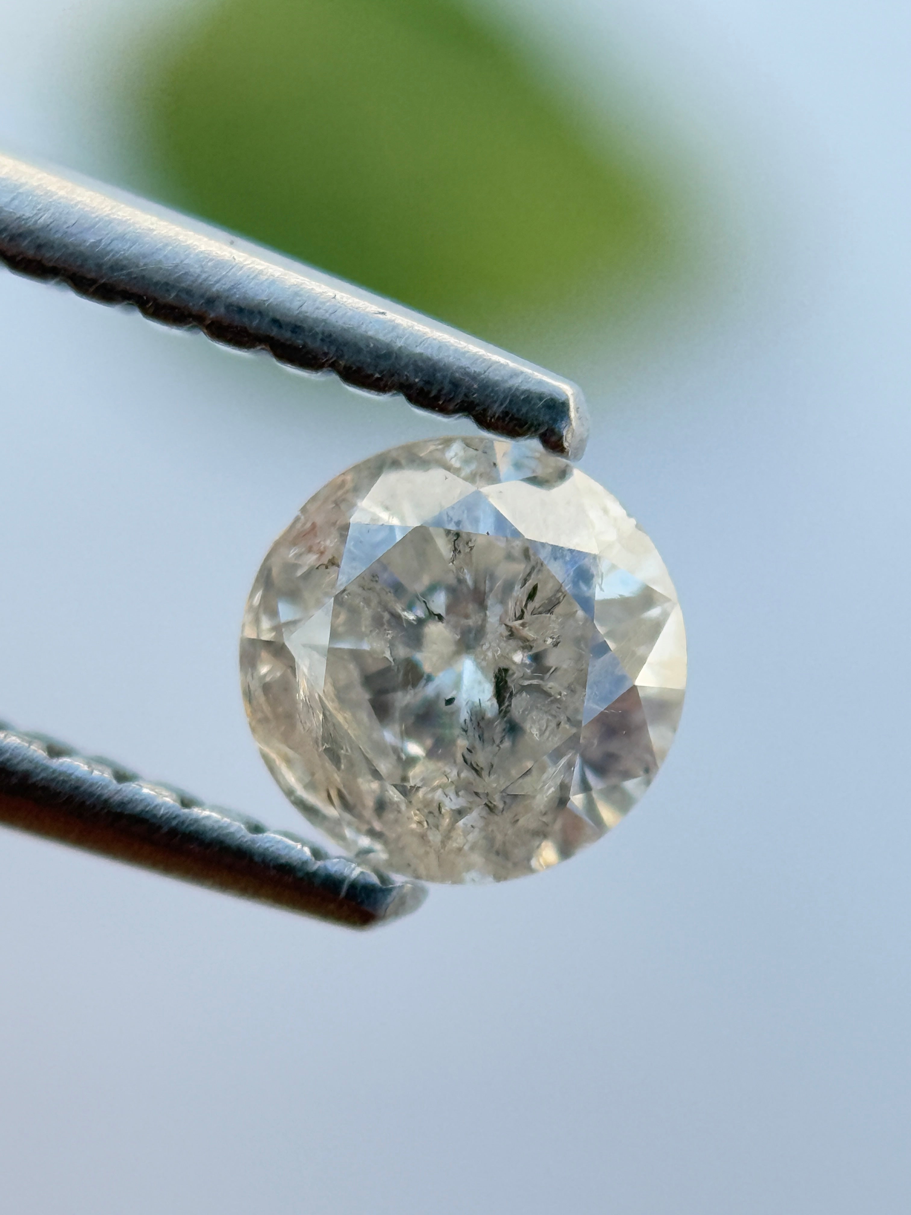 0.51 Ct Round Brilliant Cut Grey Natural Salt and Pepper Diamond