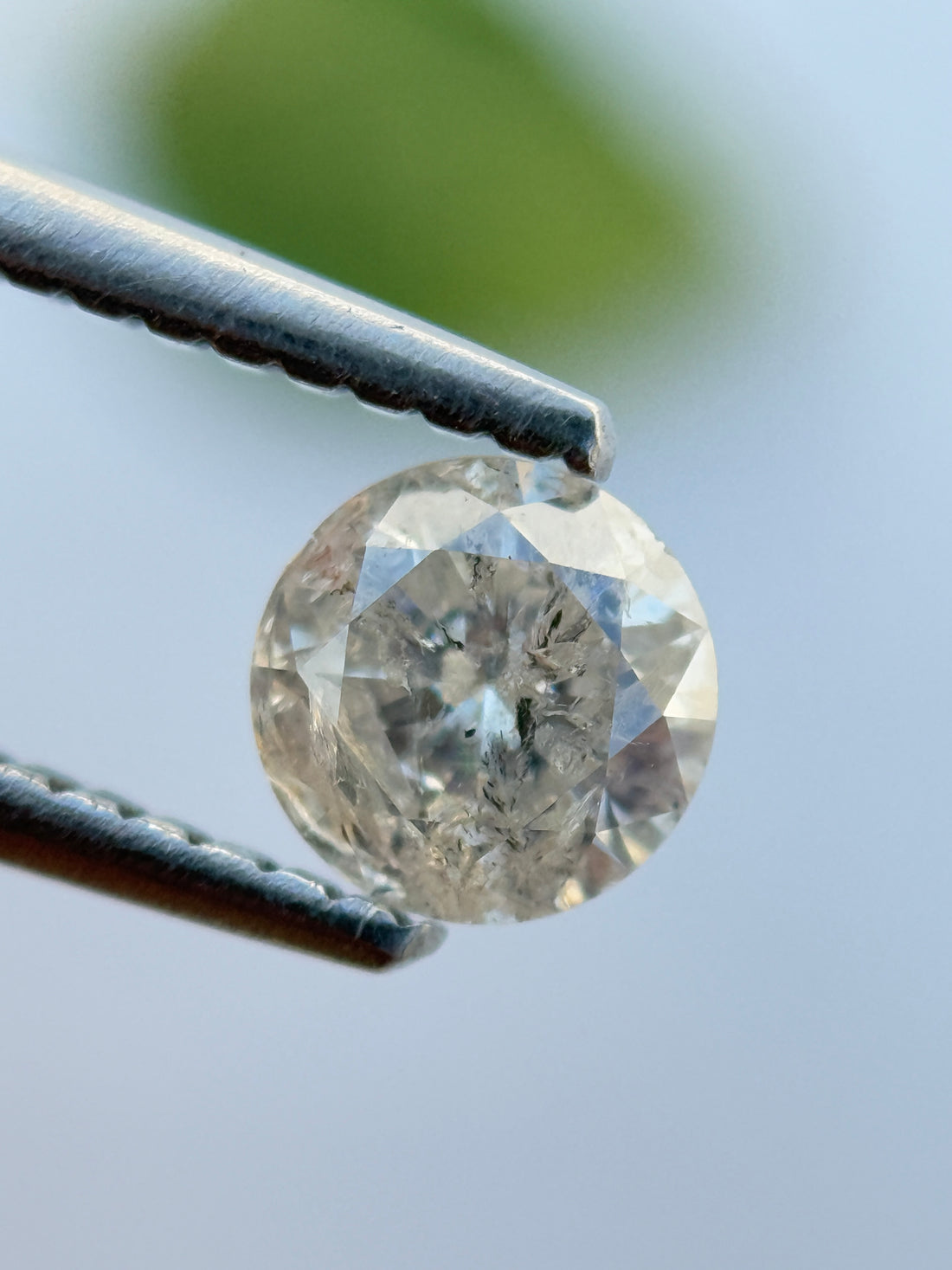 0.51 Ct Round Brilliant Cut Grey Natural Salt and Pepper Diamond