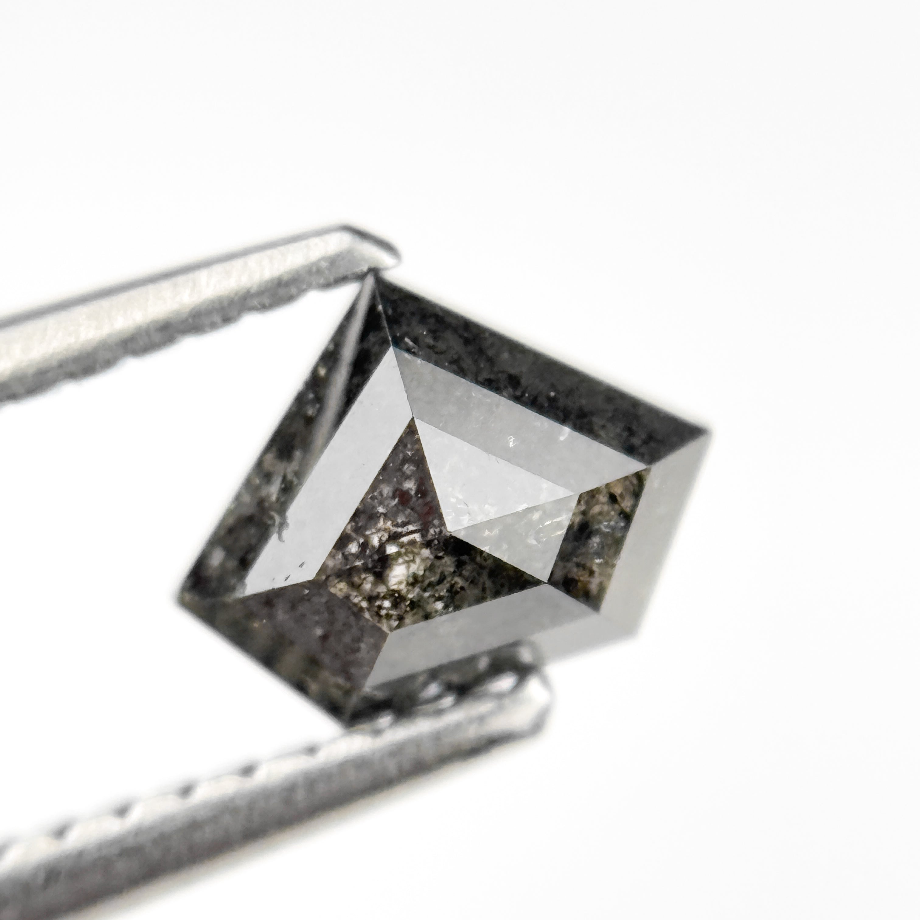 0.92 Ct Pentagon Rose Cut Grey Natural Salt and Pepper Diamond