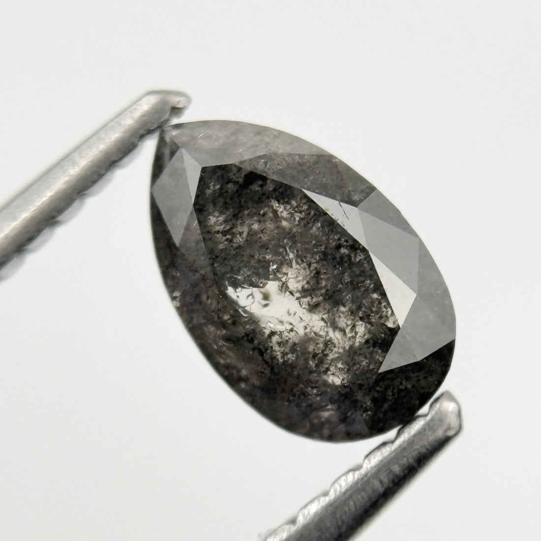 0.88 Ct Pear Rose Cut Grey Natural Galaxy Inclusion Diamond