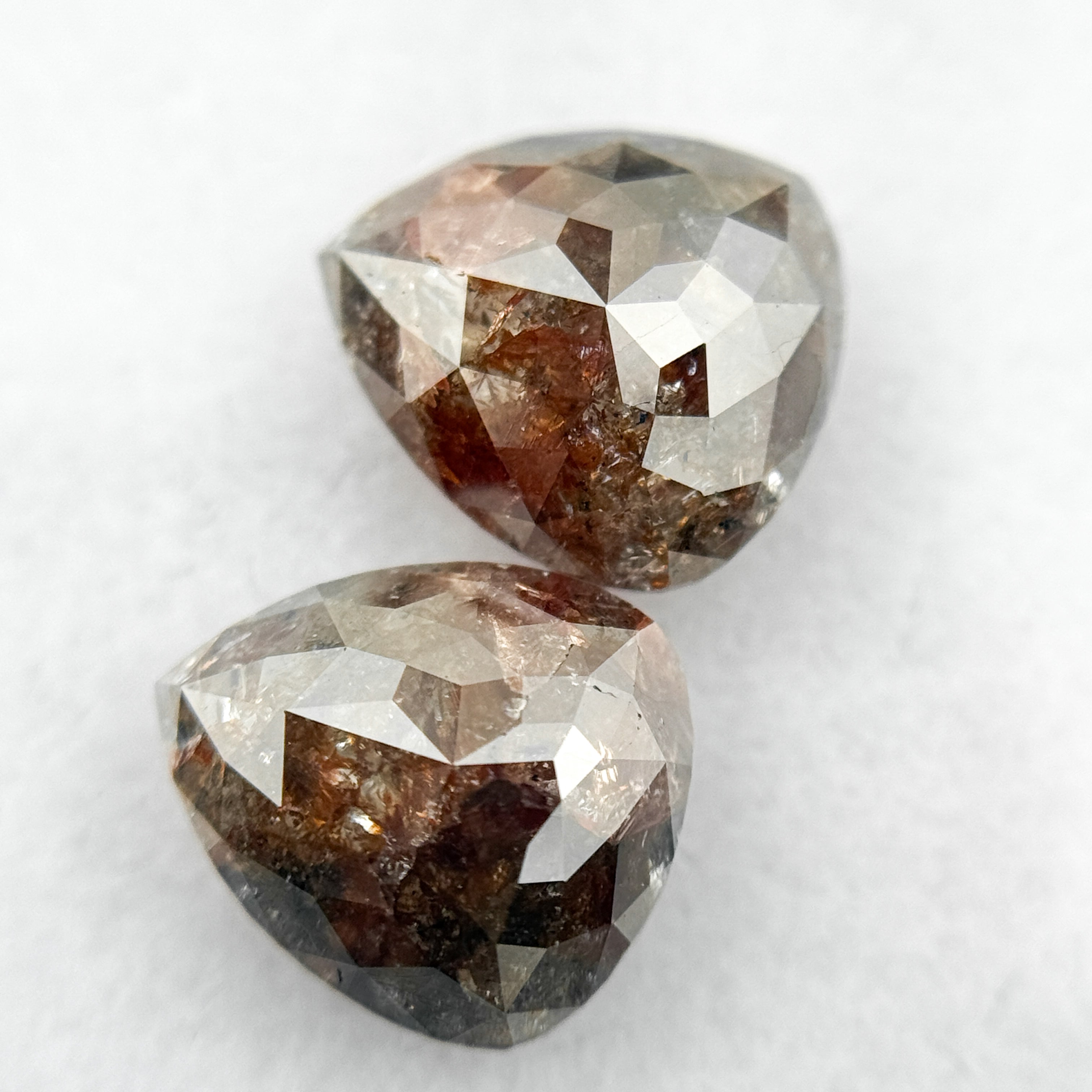 2.66 Ct Pear Rose Cut Red Natural Galaxy Diamond Pair