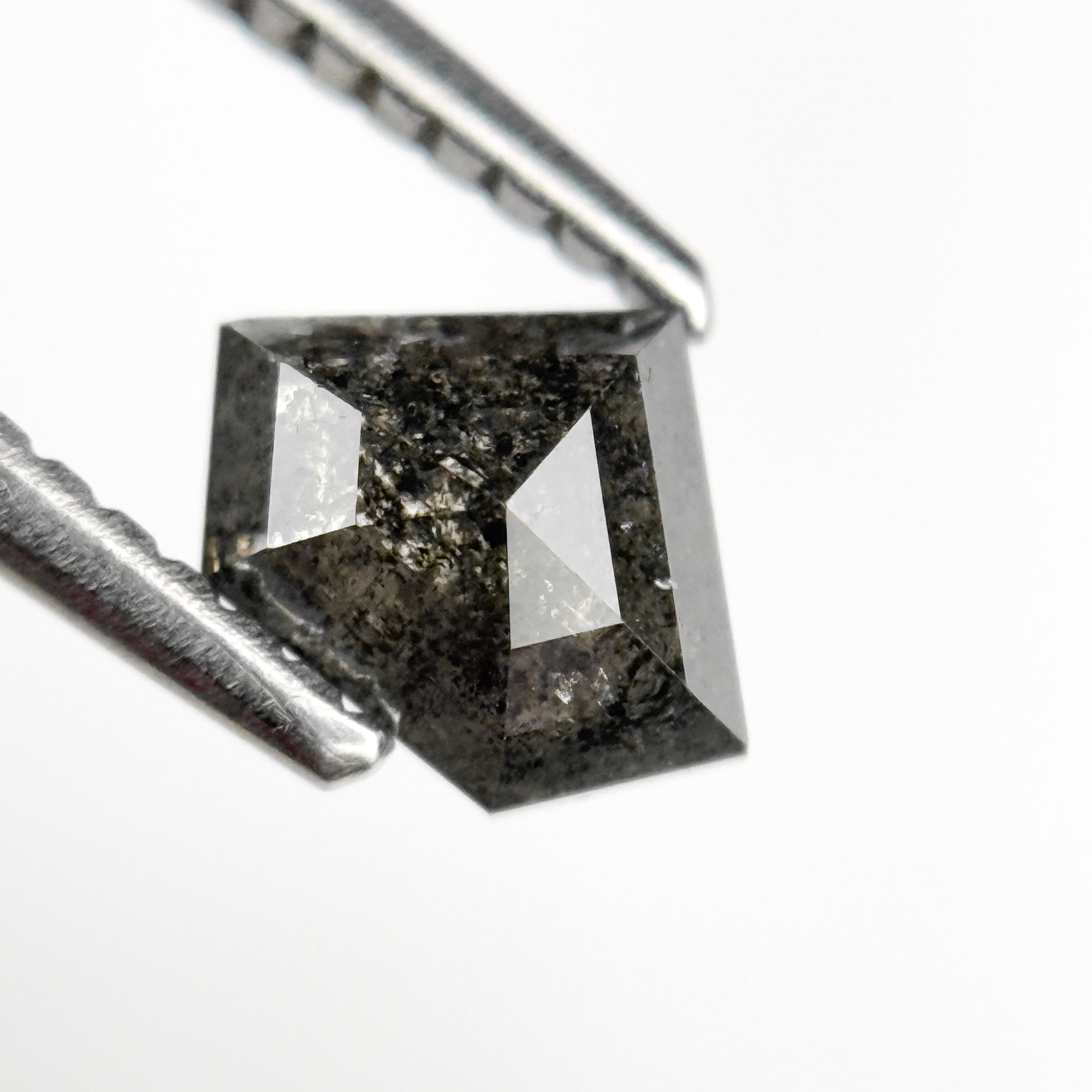 0.92 Ct Pentagon Rose Cut Grey Natural Salt and Pepper Diamond