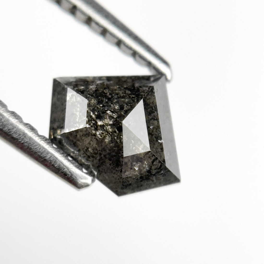 0.92 Ct Pentagon Rose Cut Grey Natural Salt and Pepper Diamond