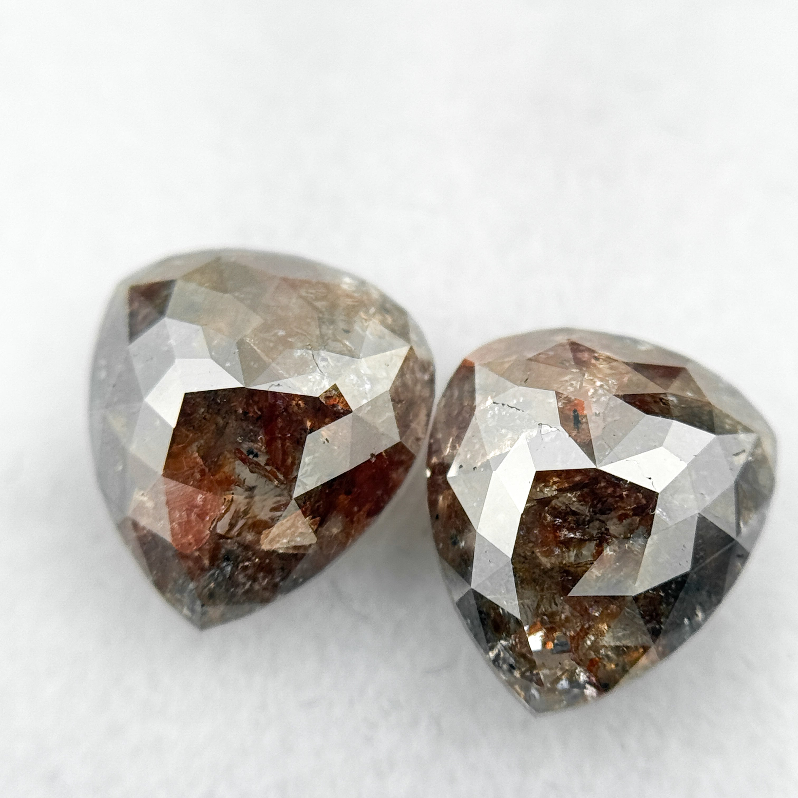 2.66 Ct Pear Rose Cut Red Natural Galaxy Diamond Pair