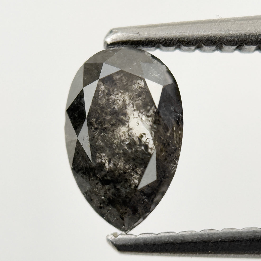 0.88 Ct Pear Rose Cut Grey Natural Galaxy Inclusion Diamond