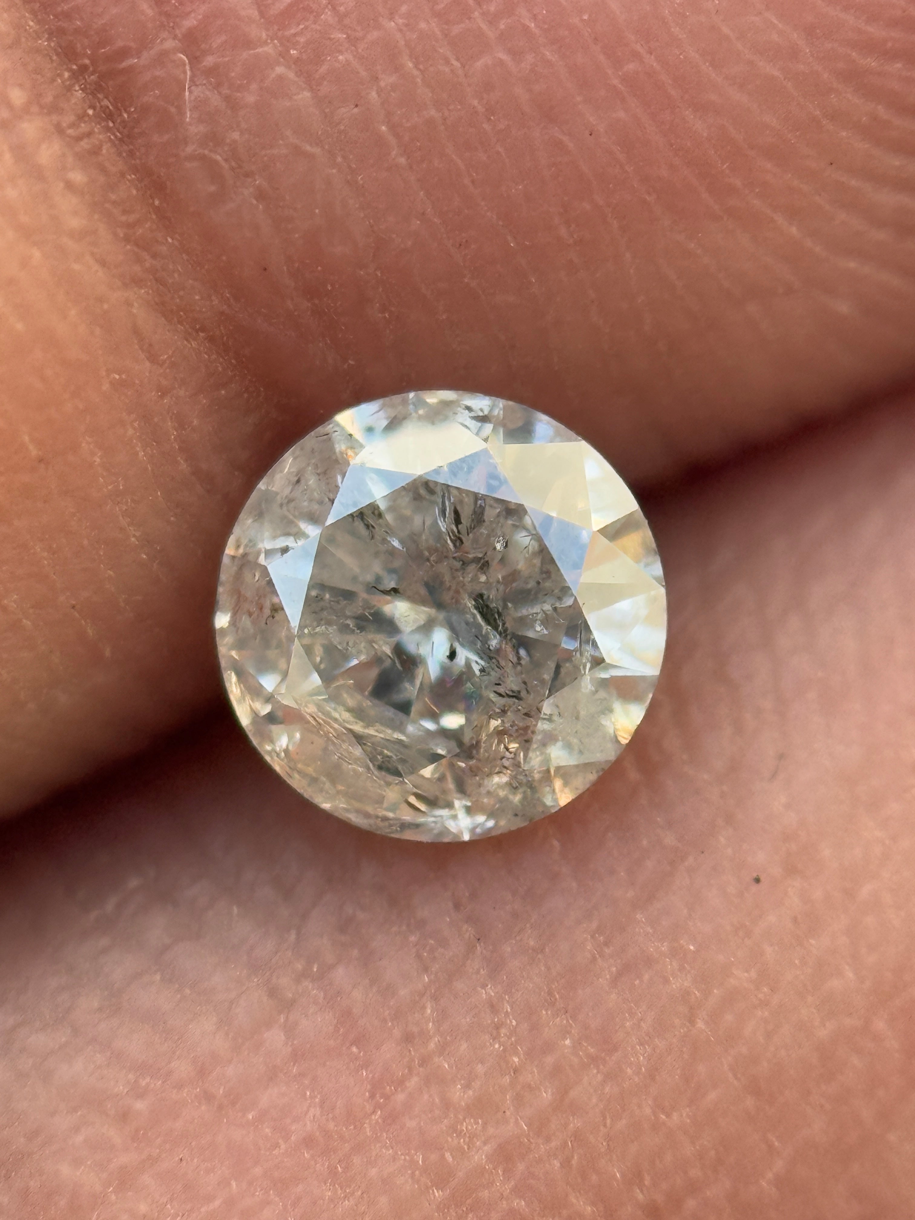 0.51 Ct Round Brilliant Cut Grey Natural Salt and Pepper Diamond