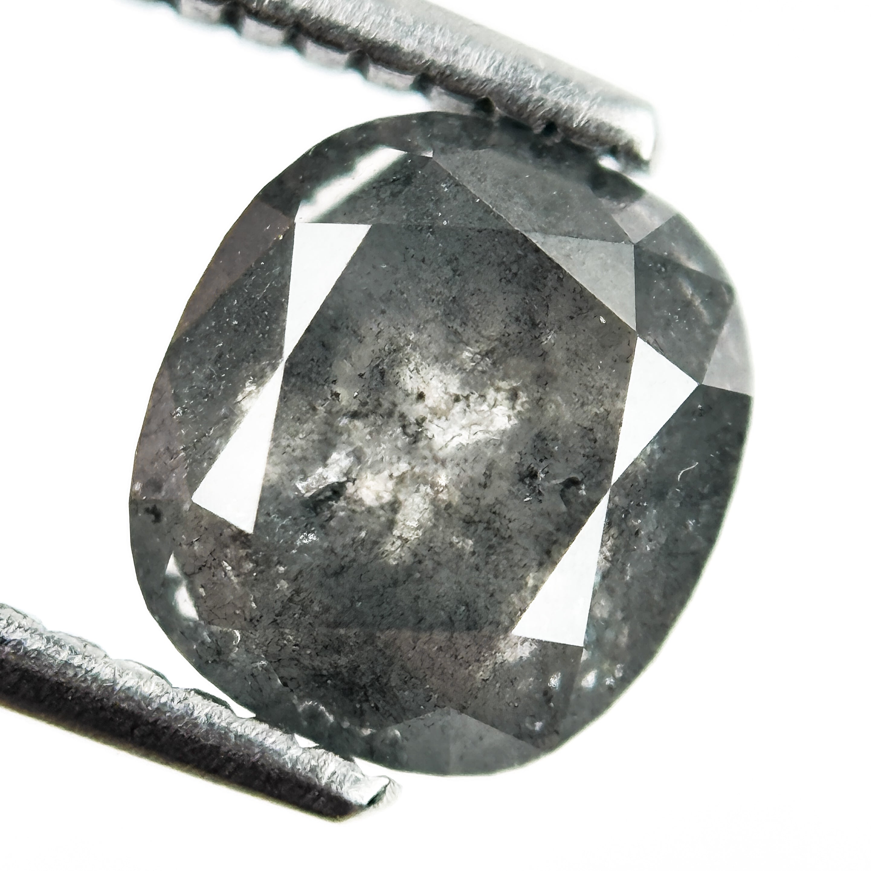 2.35 Ct Cushion Rose Cut Grey Natural Loose Diamond
