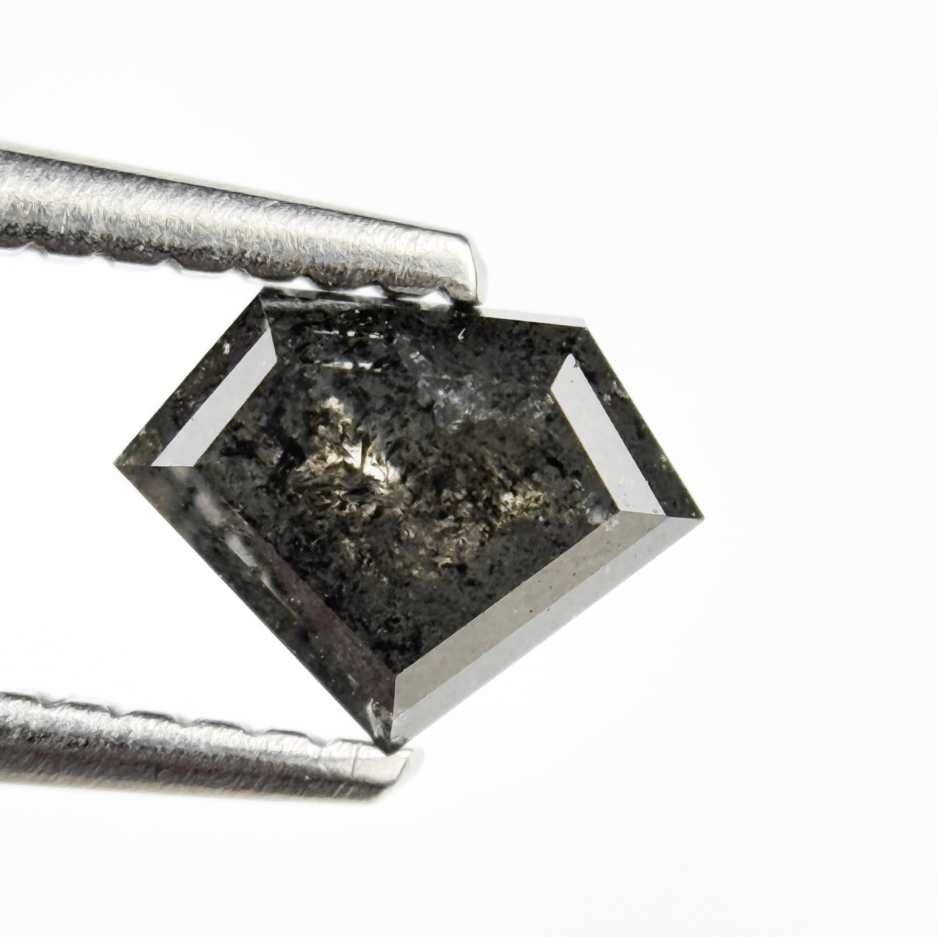 0.92 Ct Pentagon Rose Cut Grey Natural Salt and Pepper Diamond