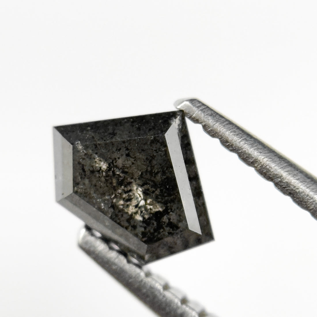 0.92 Ct Pentagon Rose Cut Grey Natural Salt and Pepper Diamond