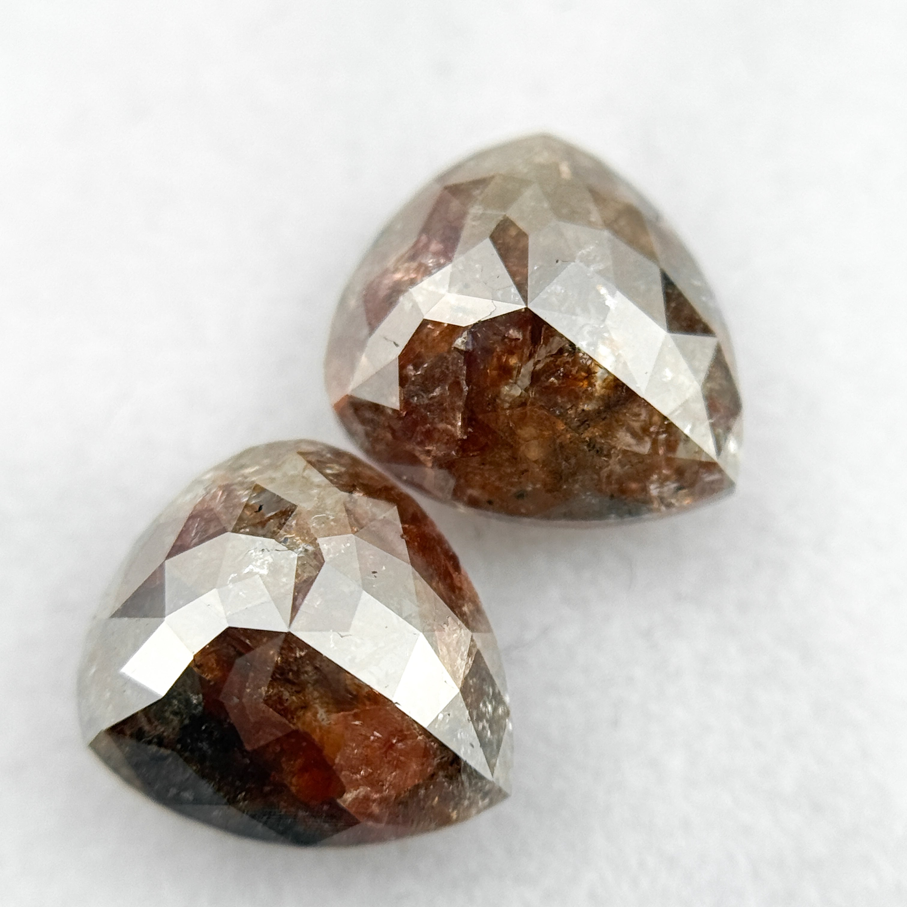 2.66 Ct Pear Rose Cut Red Natural Galaxy Diamond Pair