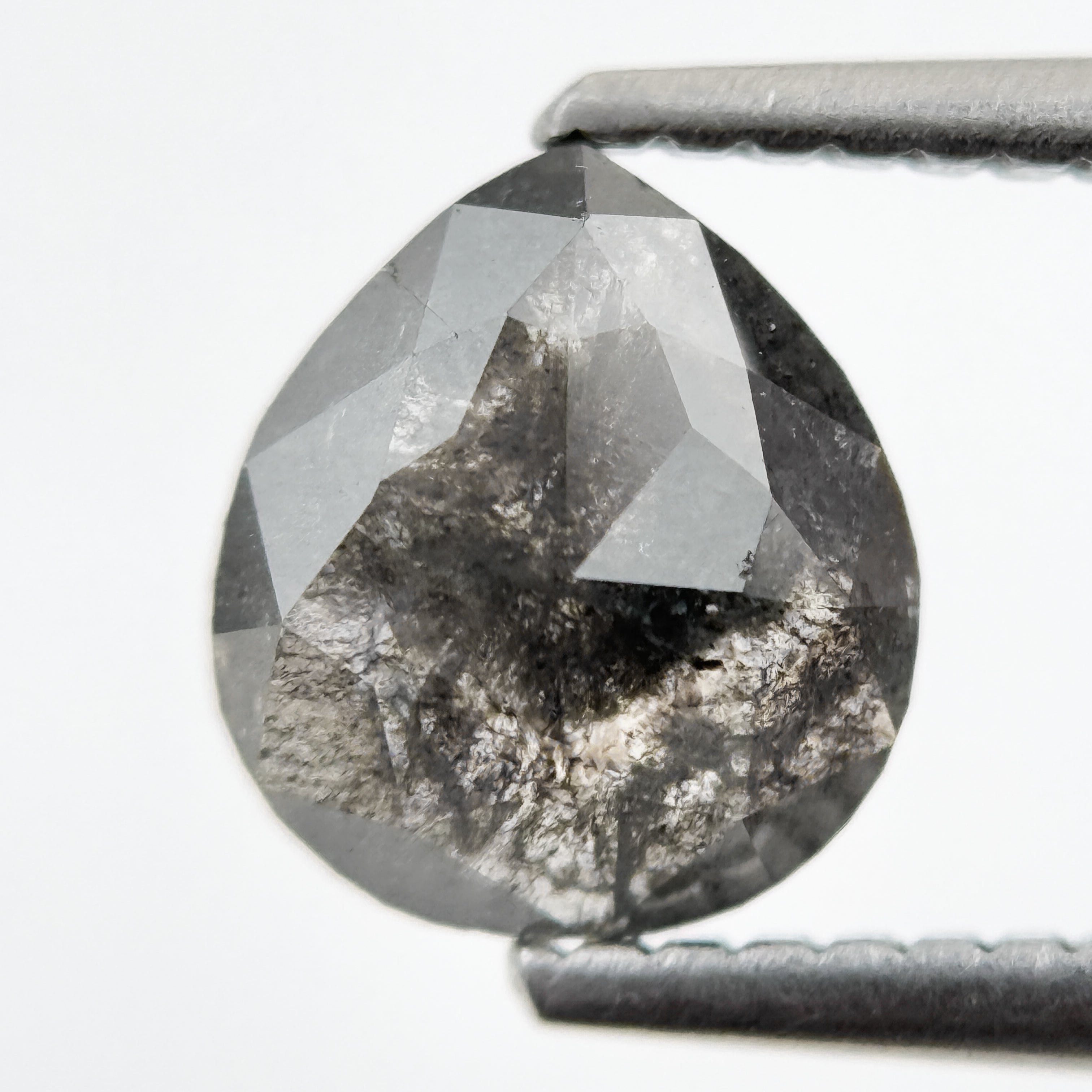 1.31 Ct Pear Rose Cut Grey Natural Antique Diamond