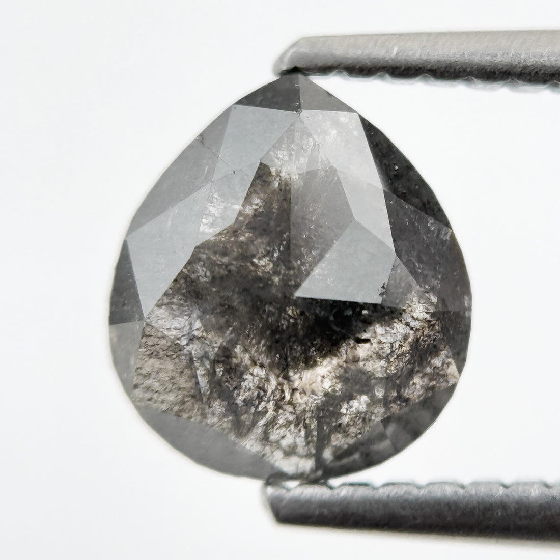 1.31 Ct Pear Rose Cut Grey Natural Antique Diamond