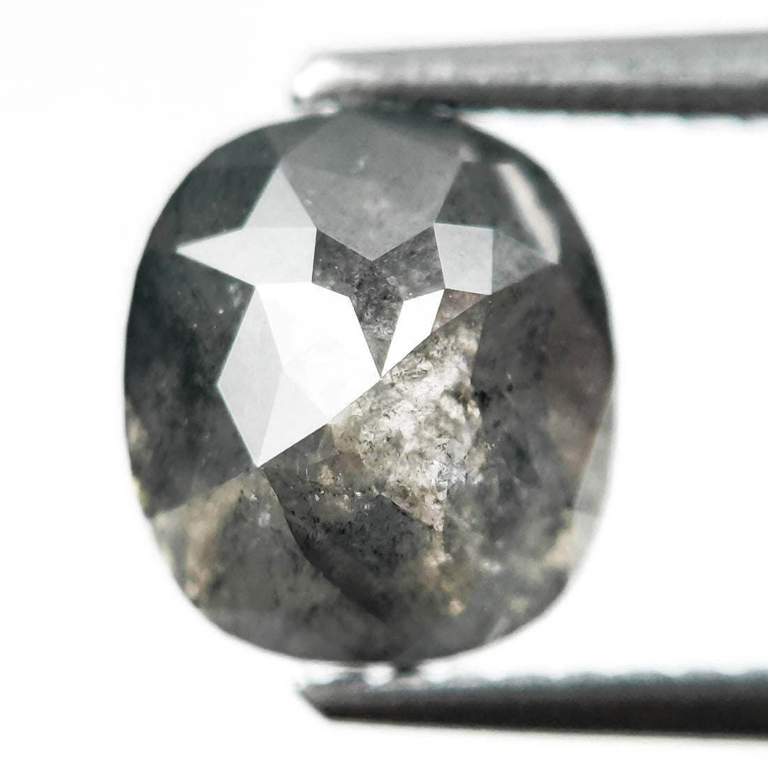 2.35 Ct Cushion Rose Cut Grey Natural Loose Diamond