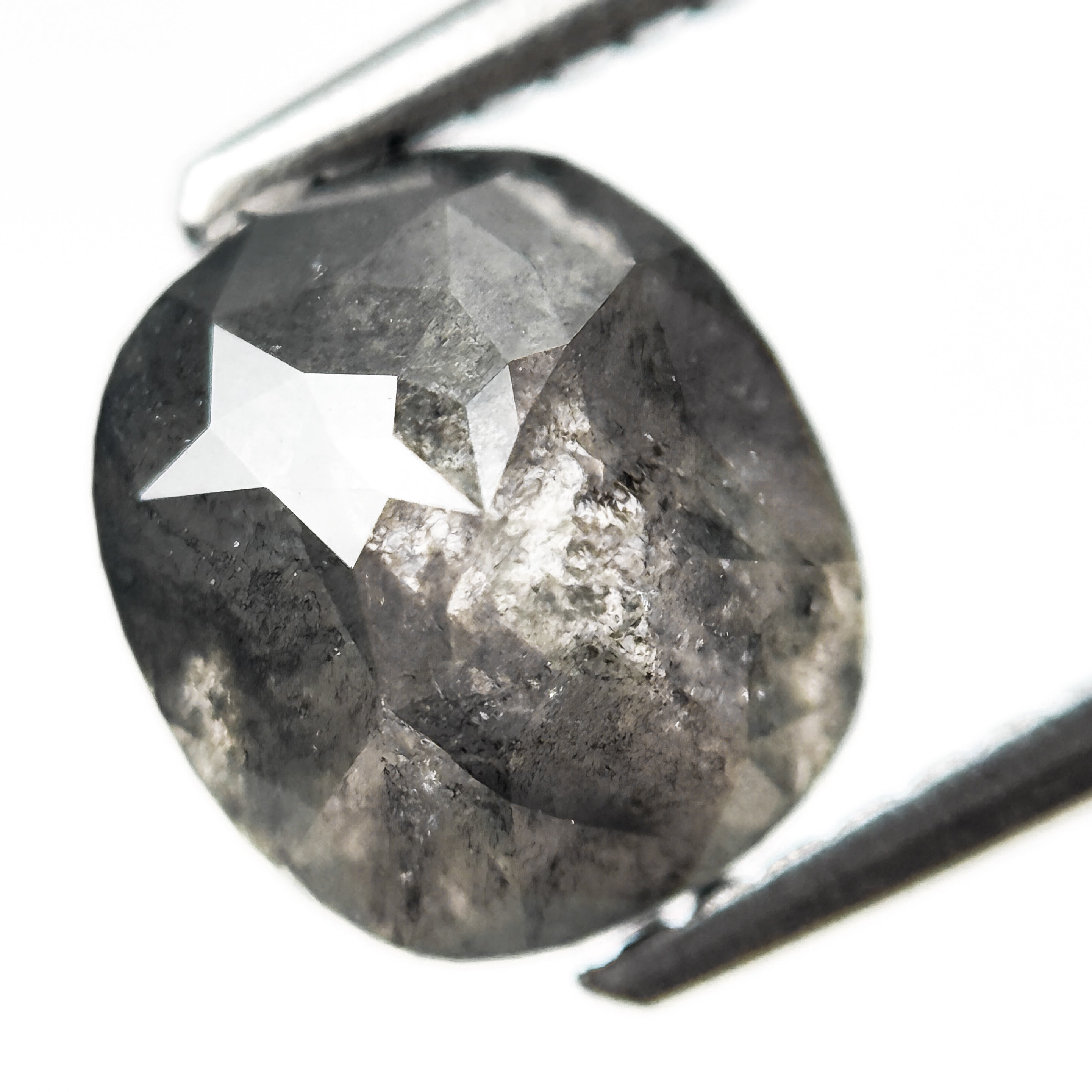2.35 Ct Cushion Rose Cut Grey Natural Loose Diamond