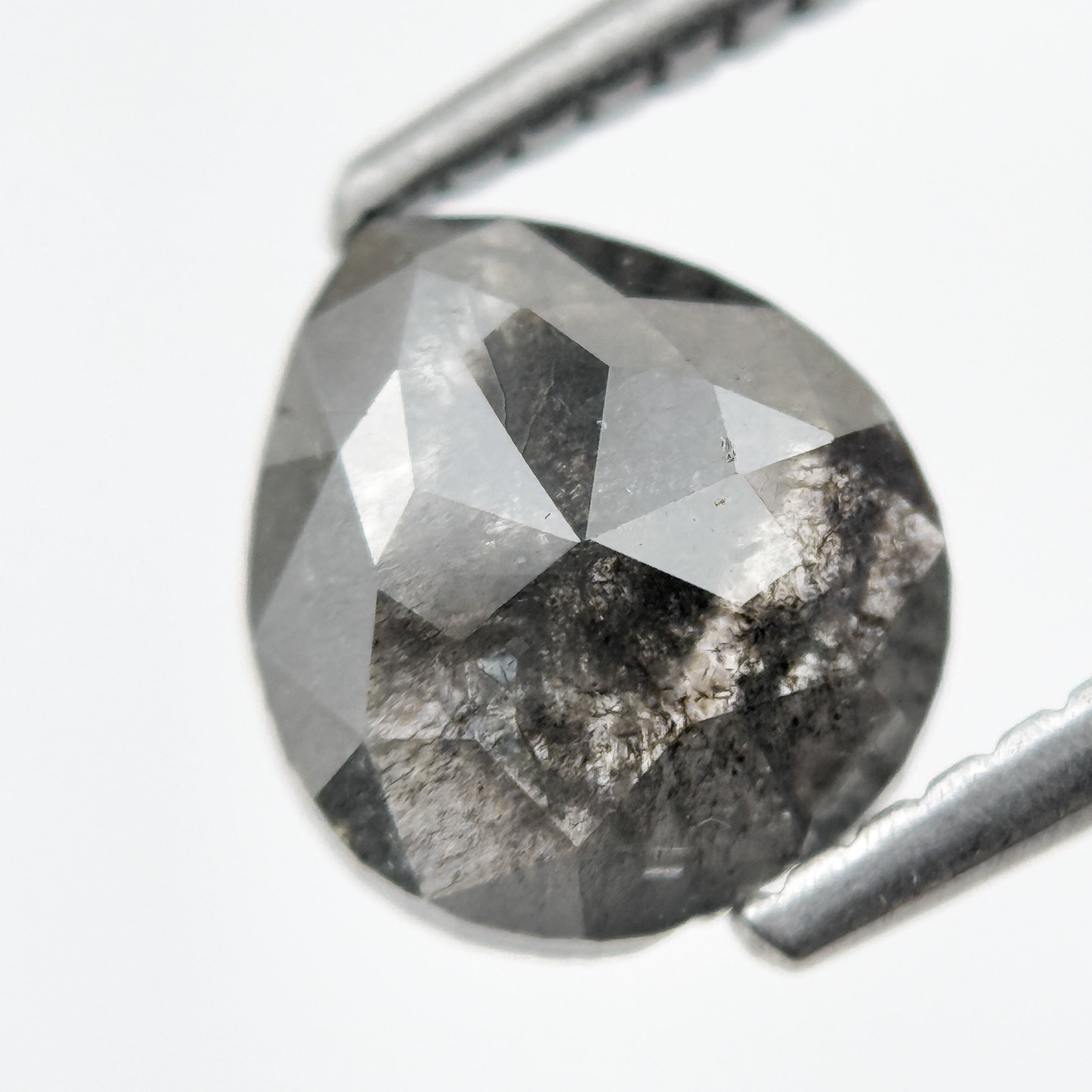 1.31 Ct Pear Rose Cut Grey Natural Antique Diamond