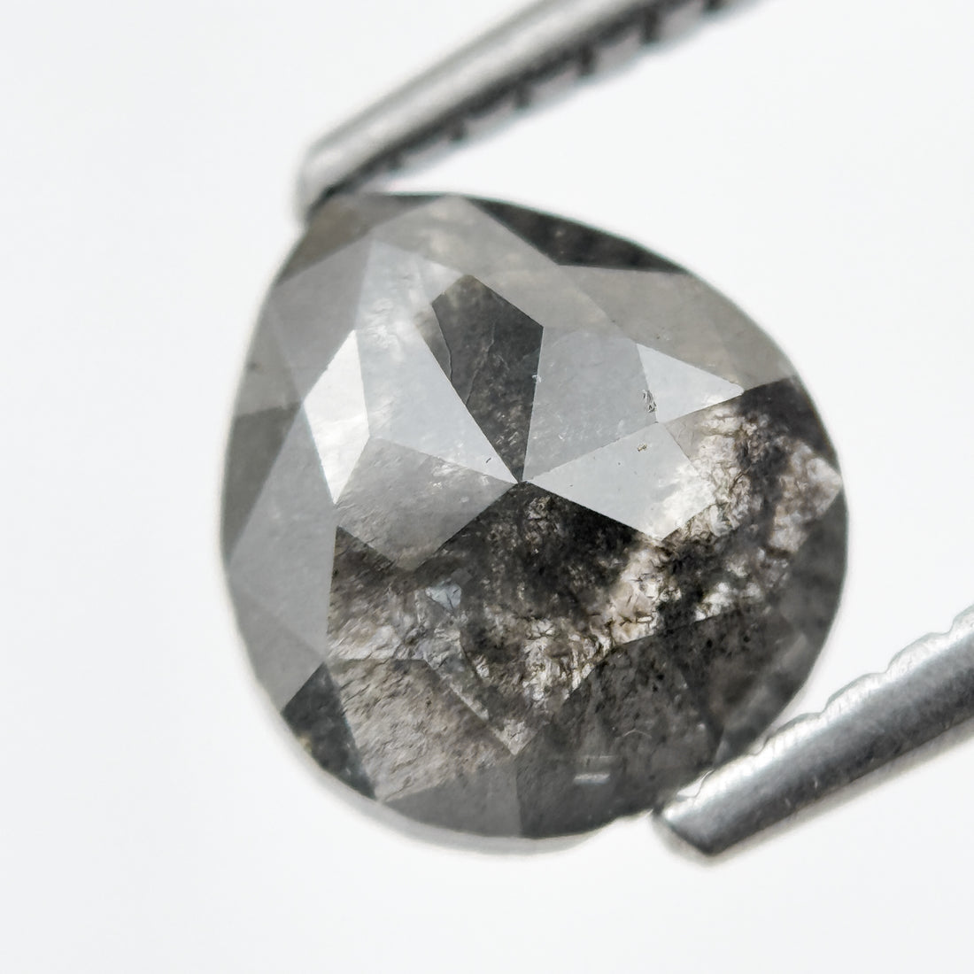 1.31 Ct Pear Rose Cut Grey Natural Antique Diamond
