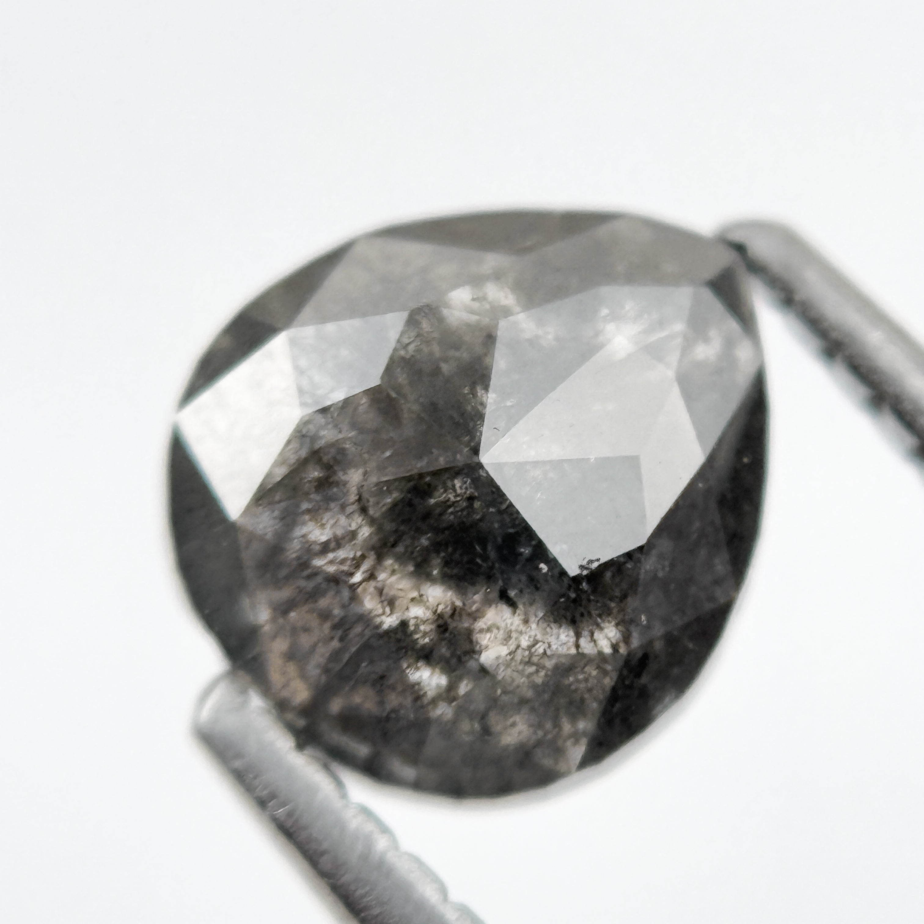 1.31 Ct Pear Rose Cut Grey Natural Antique Diamond