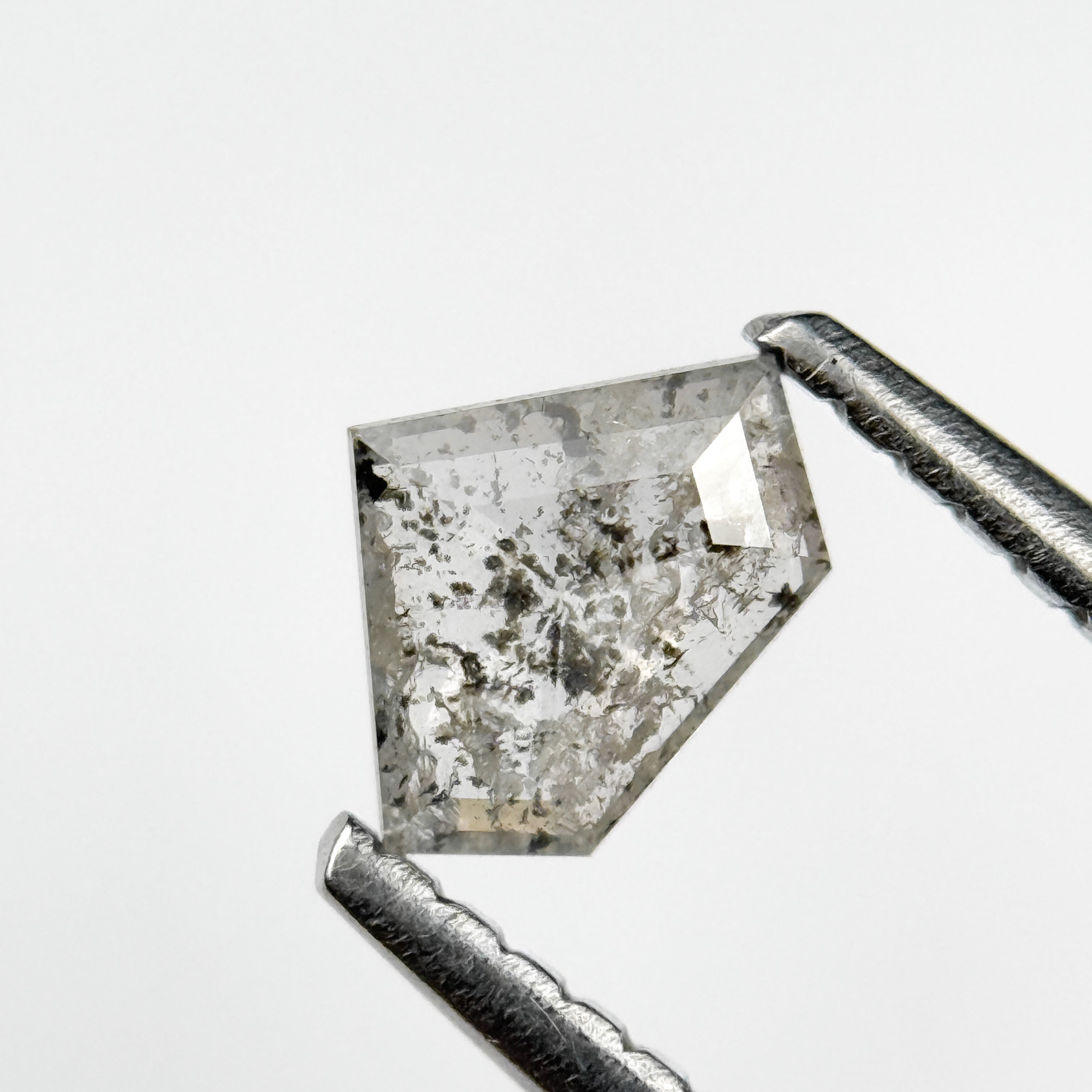 0.31 Ct Pentagon Rose Cut Grey Natural Salt and Pepper Diamond
