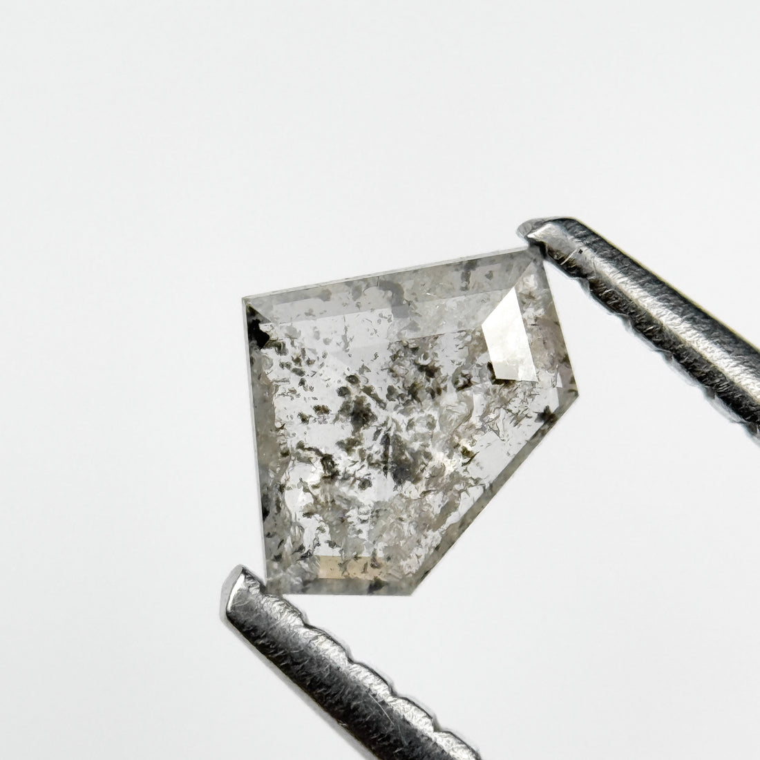 0.31 Ct Pentagon Rose Cut Grey Natural Salt and Pepper Diamond