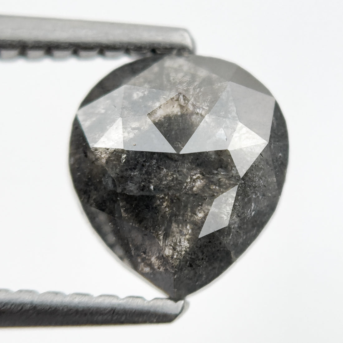 1.31 Ct Pear Rose Cut Grey Natural Antique Diamond