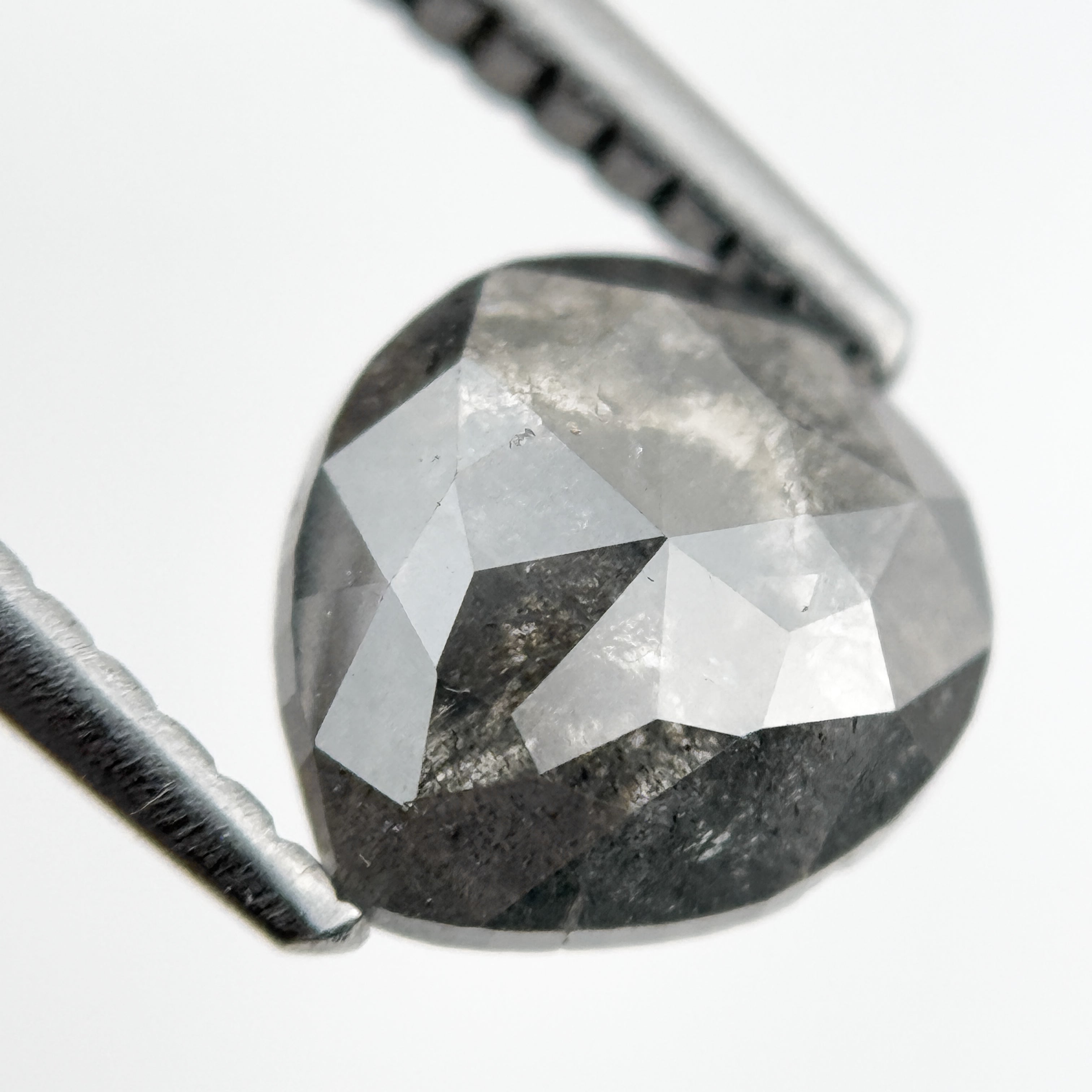 1.31 Ct Pear Rose Cut Grey Natural Antique Diamond