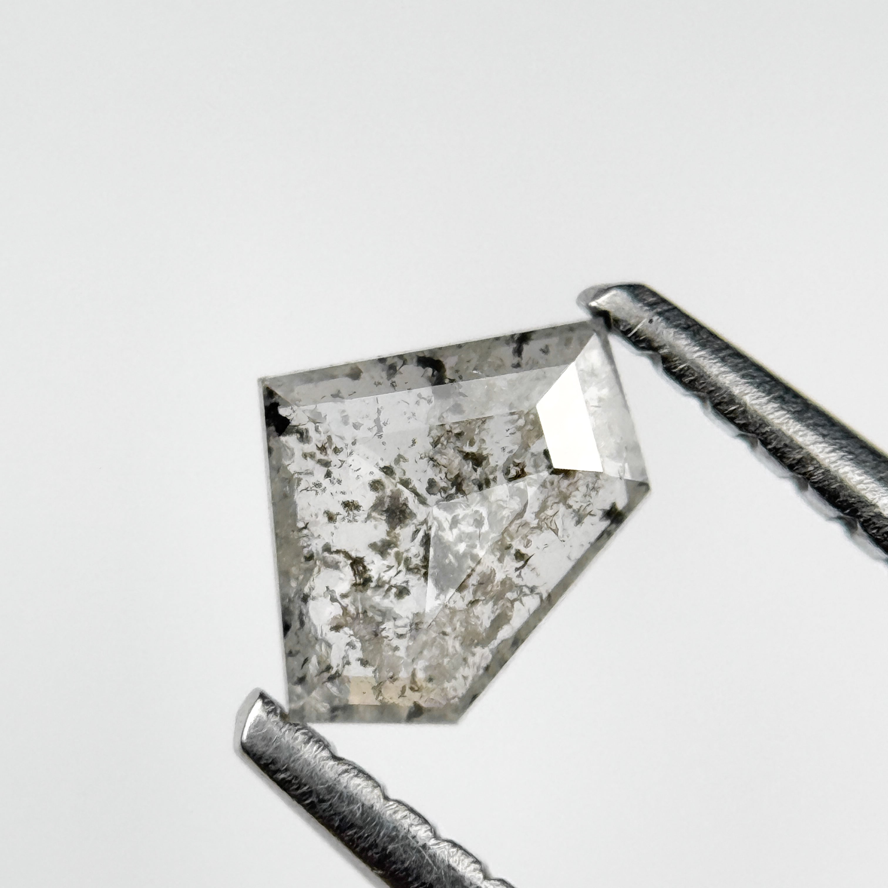 0.31 Ct Pentagon Rose Cut Grey Natural Salt and Pepper Diamond
