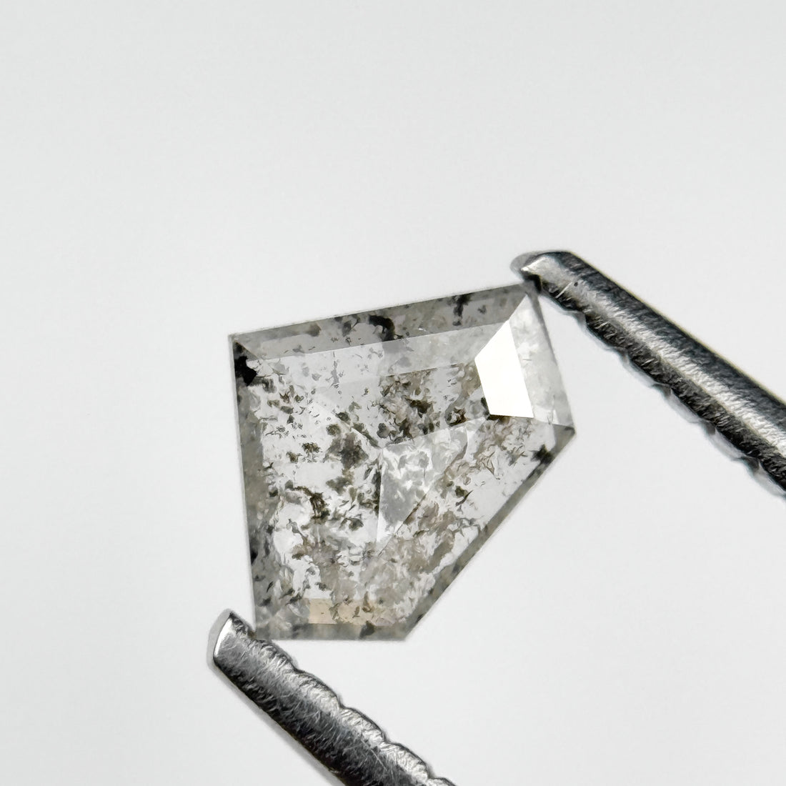 0.31 Ct Pentagon Rose Cut Grey Natural Salt and Pepper Diamond
