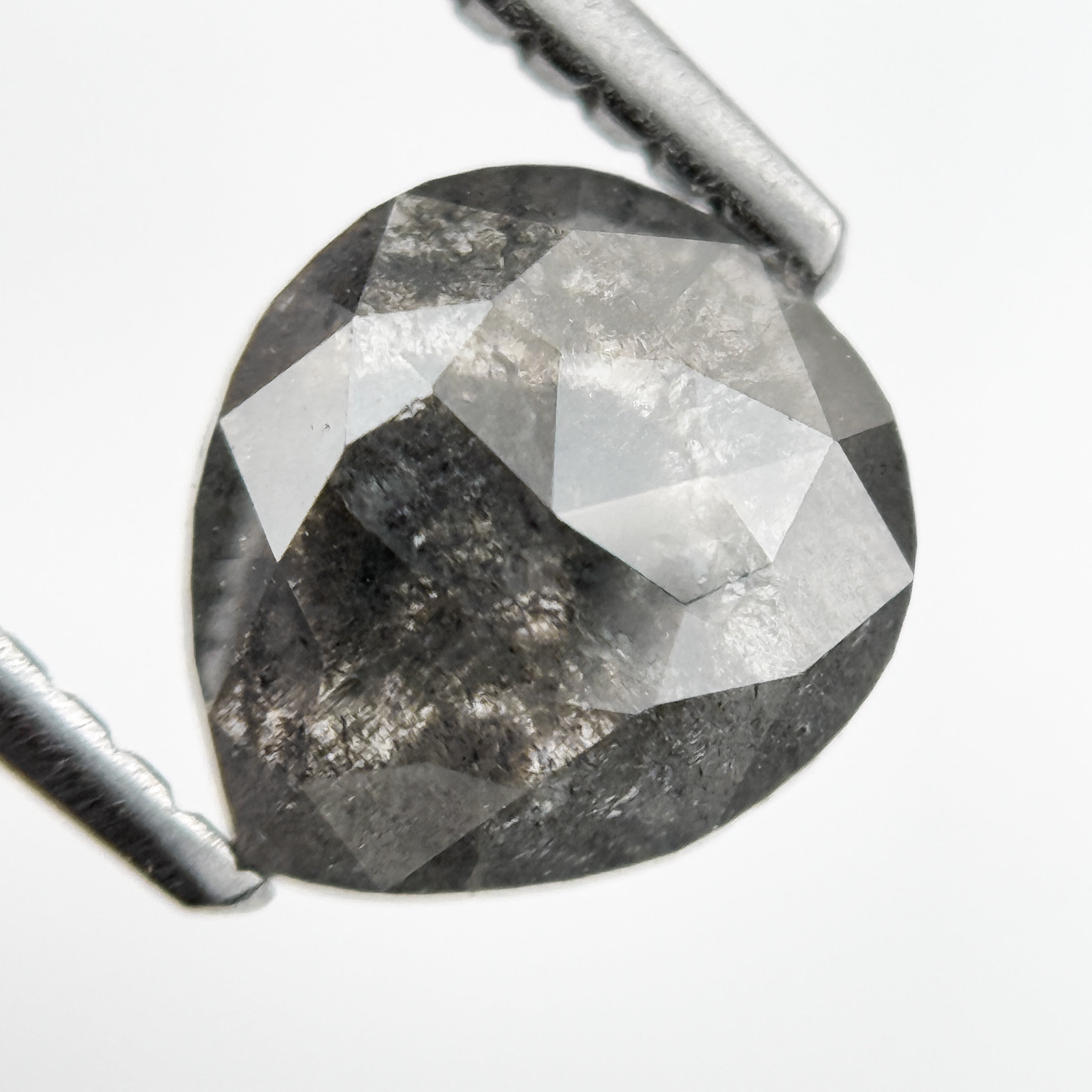 1.31 Ct Pear Rose Cut Grey Natural Antique Diamond
