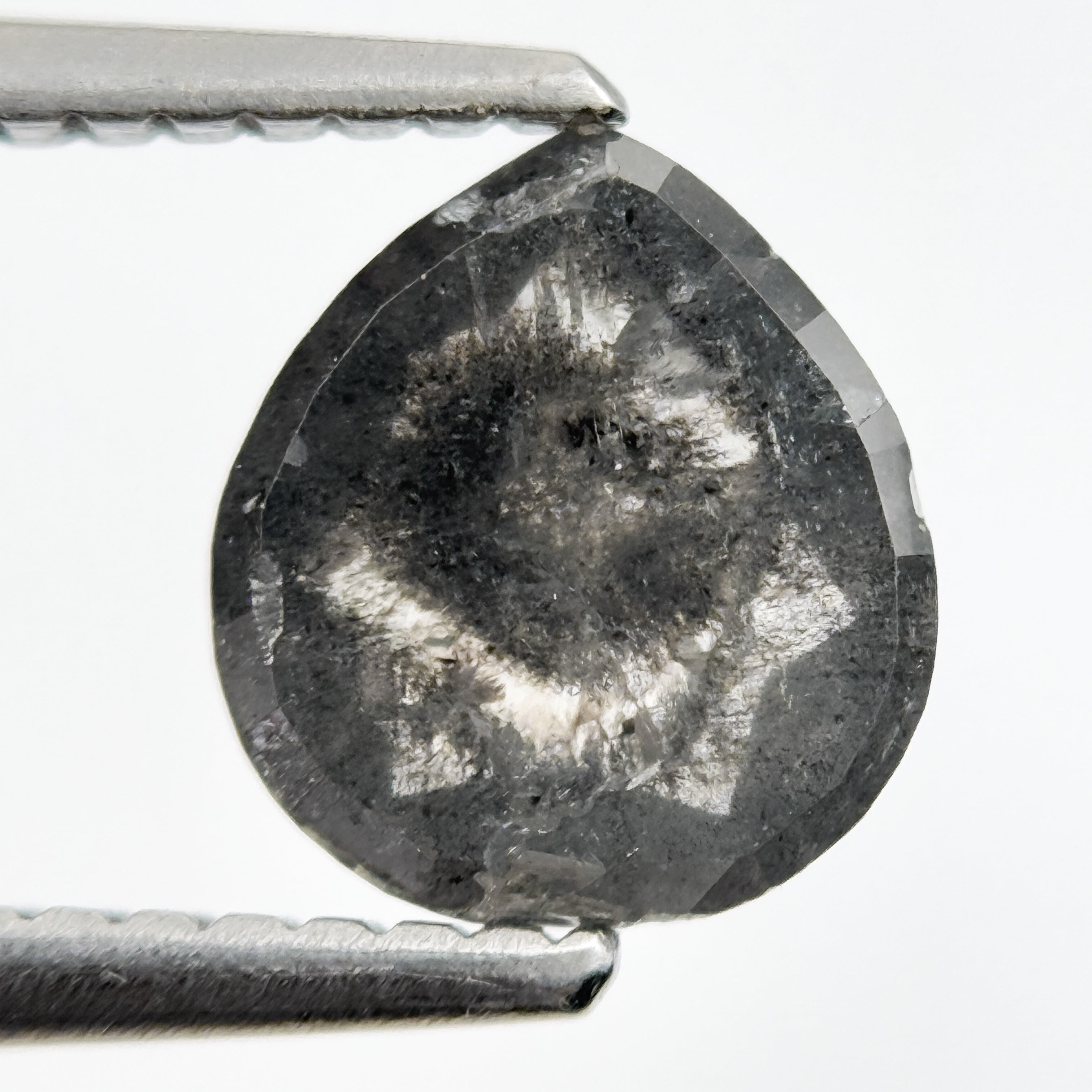 1.31 Ct Pear Rose Cut Grey Natural Antique Diamond