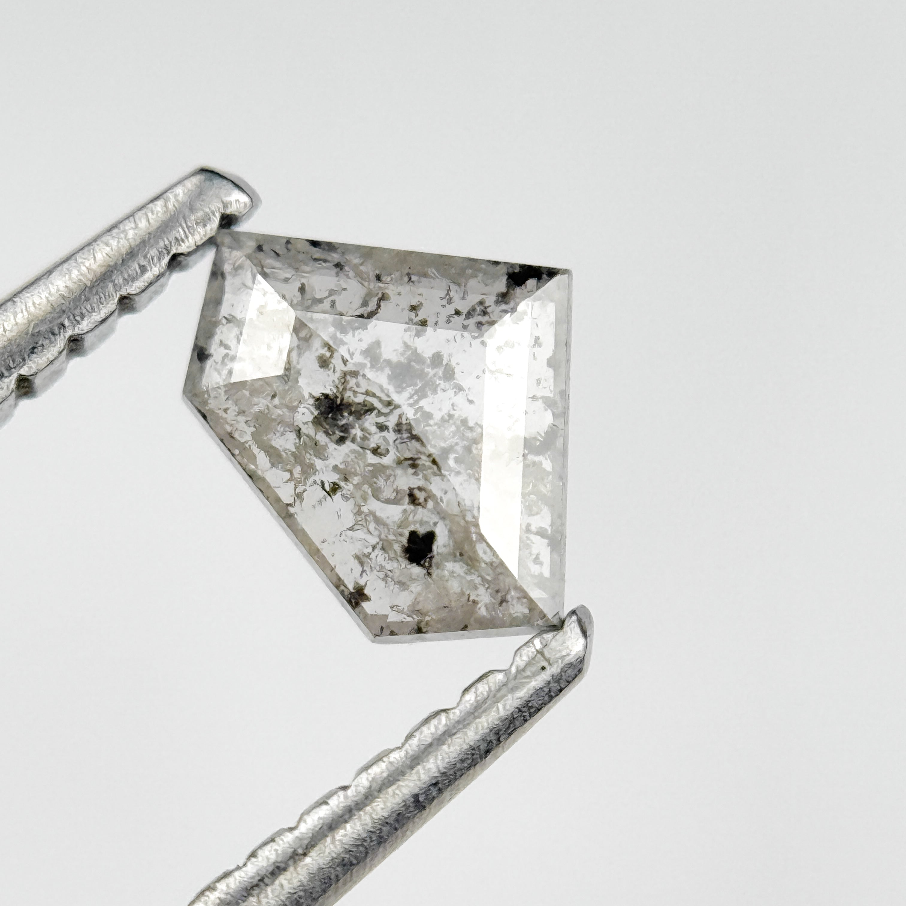 0.31 Ct Pentagon Rose Cut Grey Natural Salt and Pepper Diamond